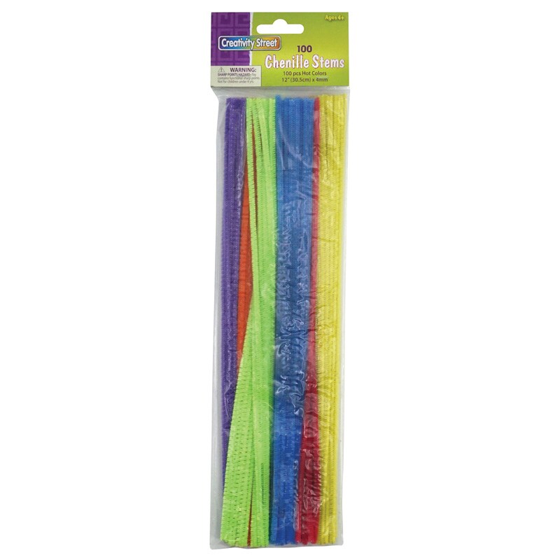 Regular Stems, Assorted Hot Colors, 12&#x22; x 4 mm, 100 Pieces