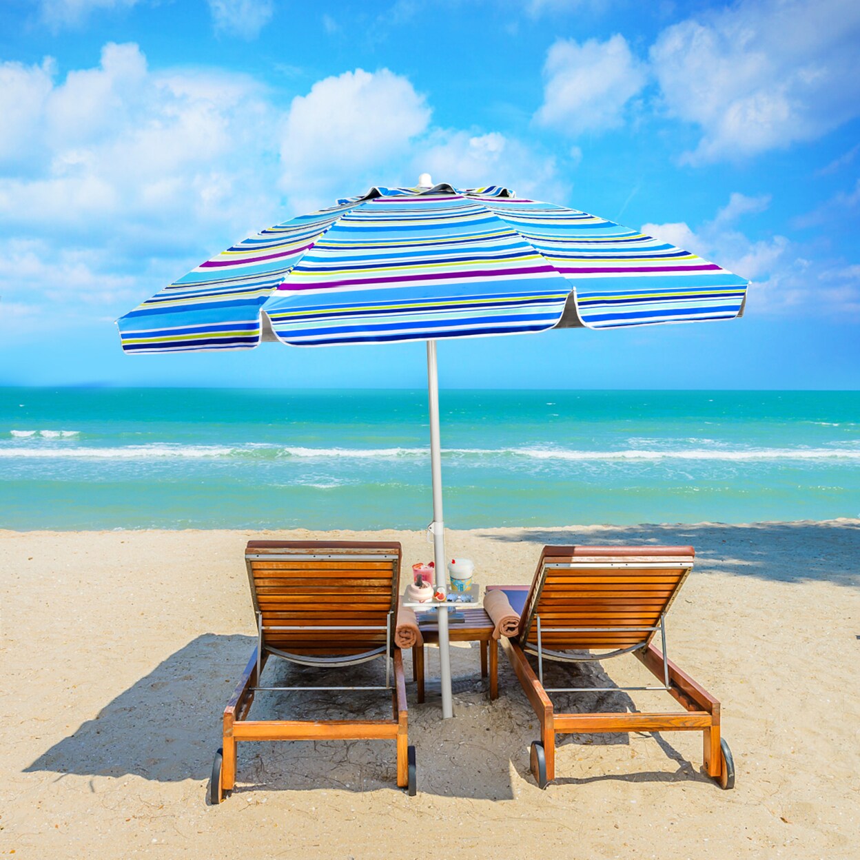 7.2Ft Beach Umbrella Outdoor Patio Garden W/ Carrying Bag Sand Anchor