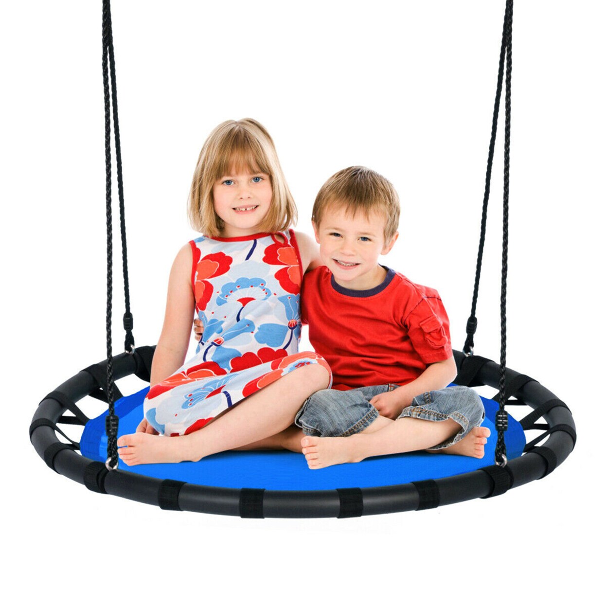 40 Flying Saucer Round Tree Swing Kids Play Set W/ Adjustable Ropes Outdoor