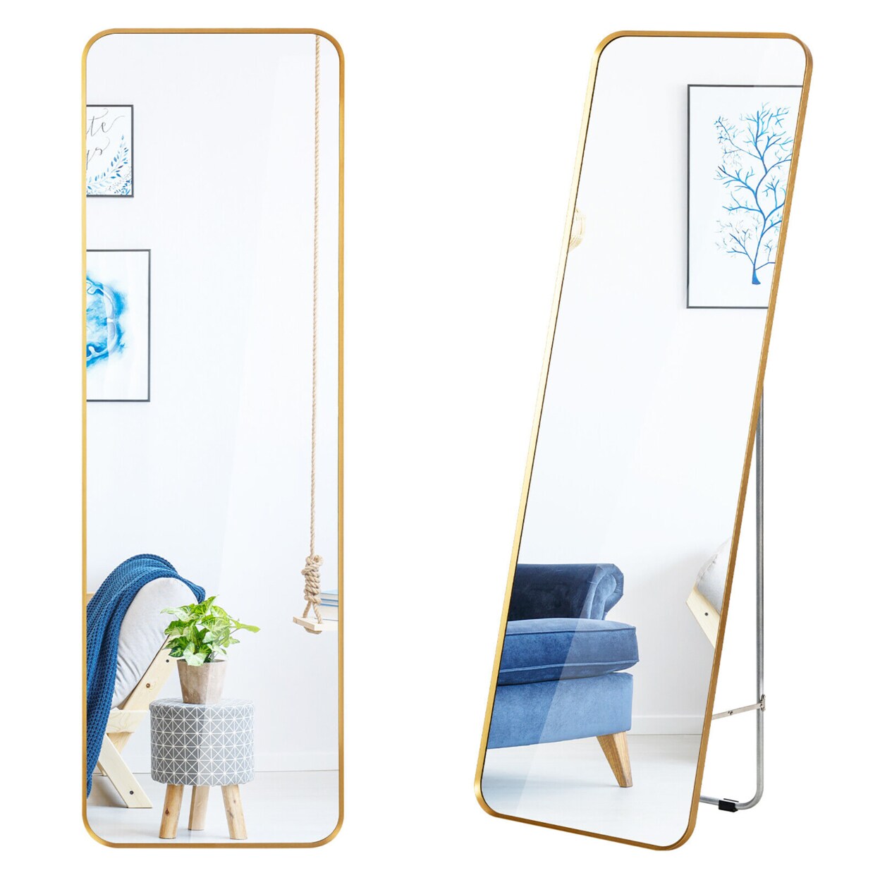 Full Length Wall Mounted Hanging Mirror With Stand Free Standing Body Mirror
