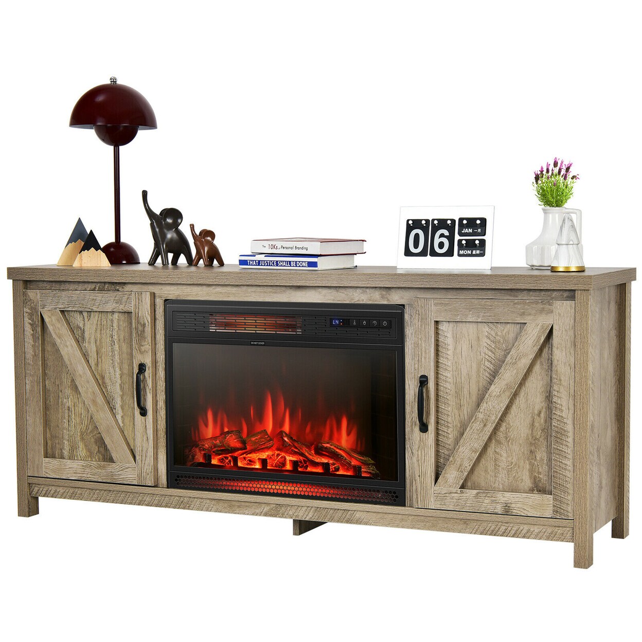 59 Fireplace Tv Stand W/ 25 1350W Electric Fireplace Heater