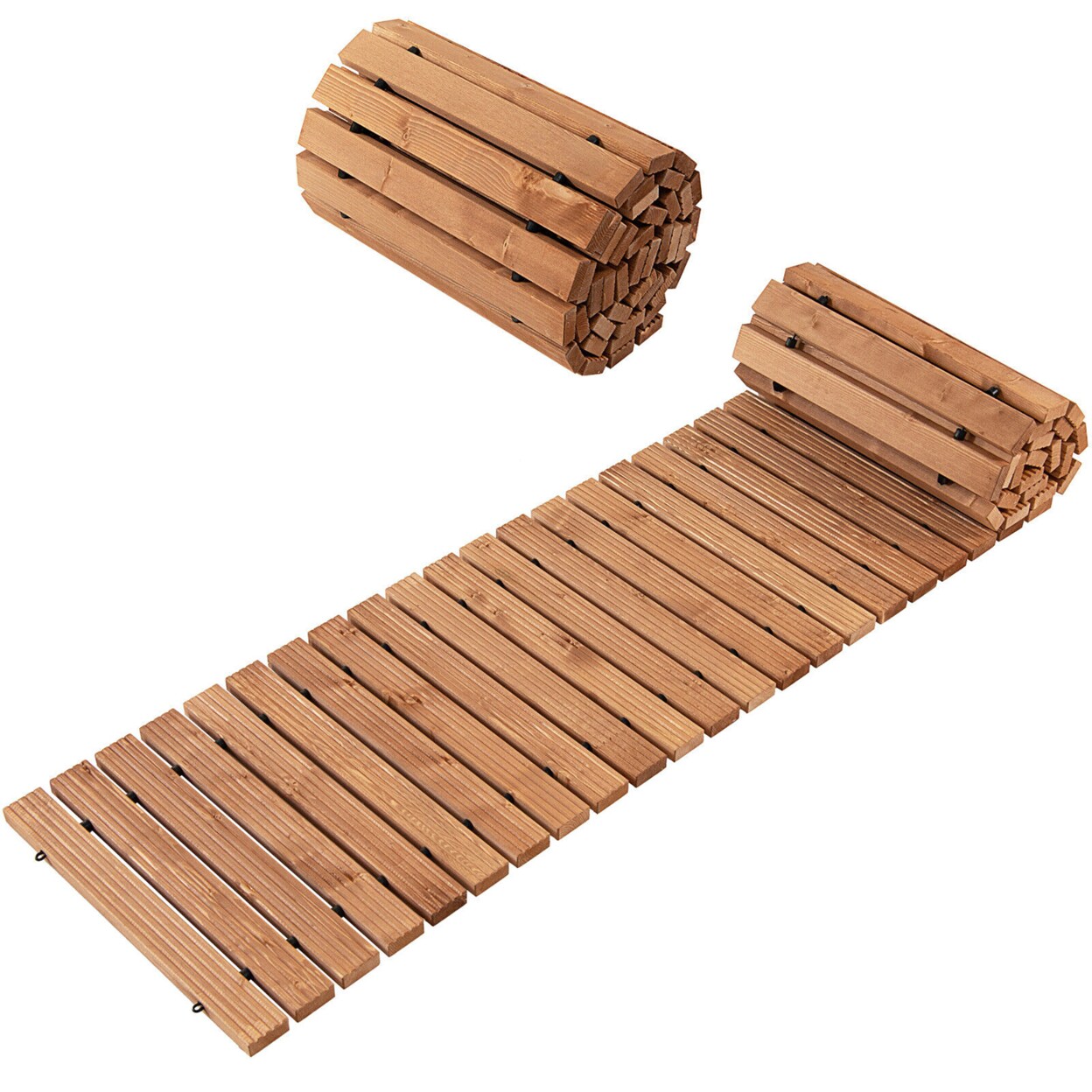 Gymax 8 FT Roll-out Hardwood Pathway Patio Path Straight Weather-Resistant