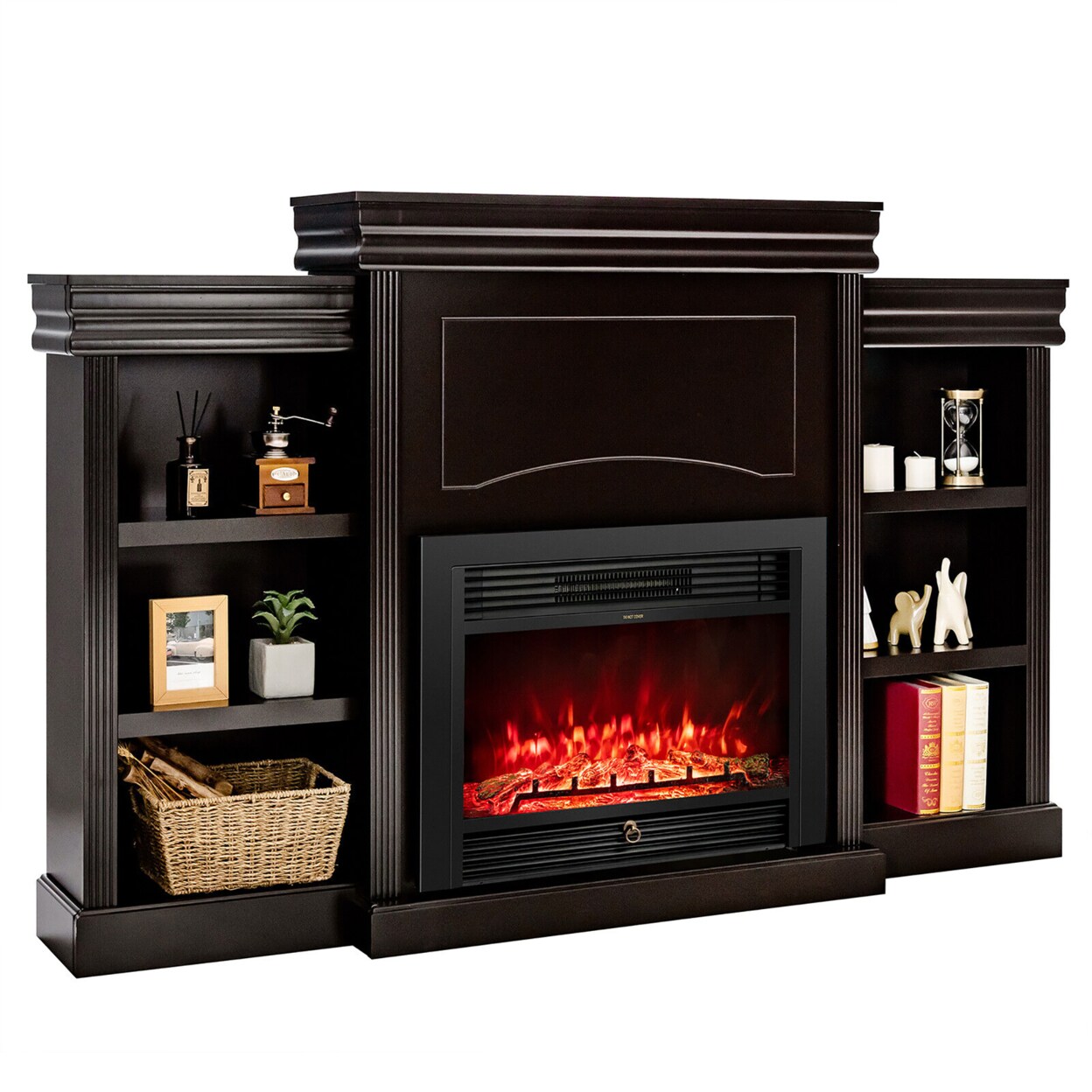 70 Fireplace Tv Stand Media W/ 28.5 750W/1500W Electric Fireplace