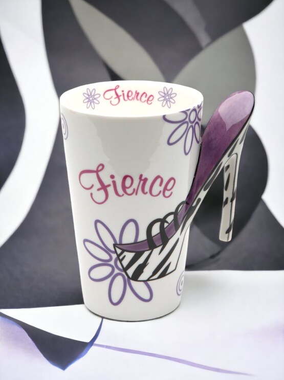 Ceramic Fierce Zebra Print High Heel Coffee Mug, Home D&#xE9;cor, Gift for Her, Mom, Friend, or Coworker, Kitchen D&#xE9;cor, Office Decor