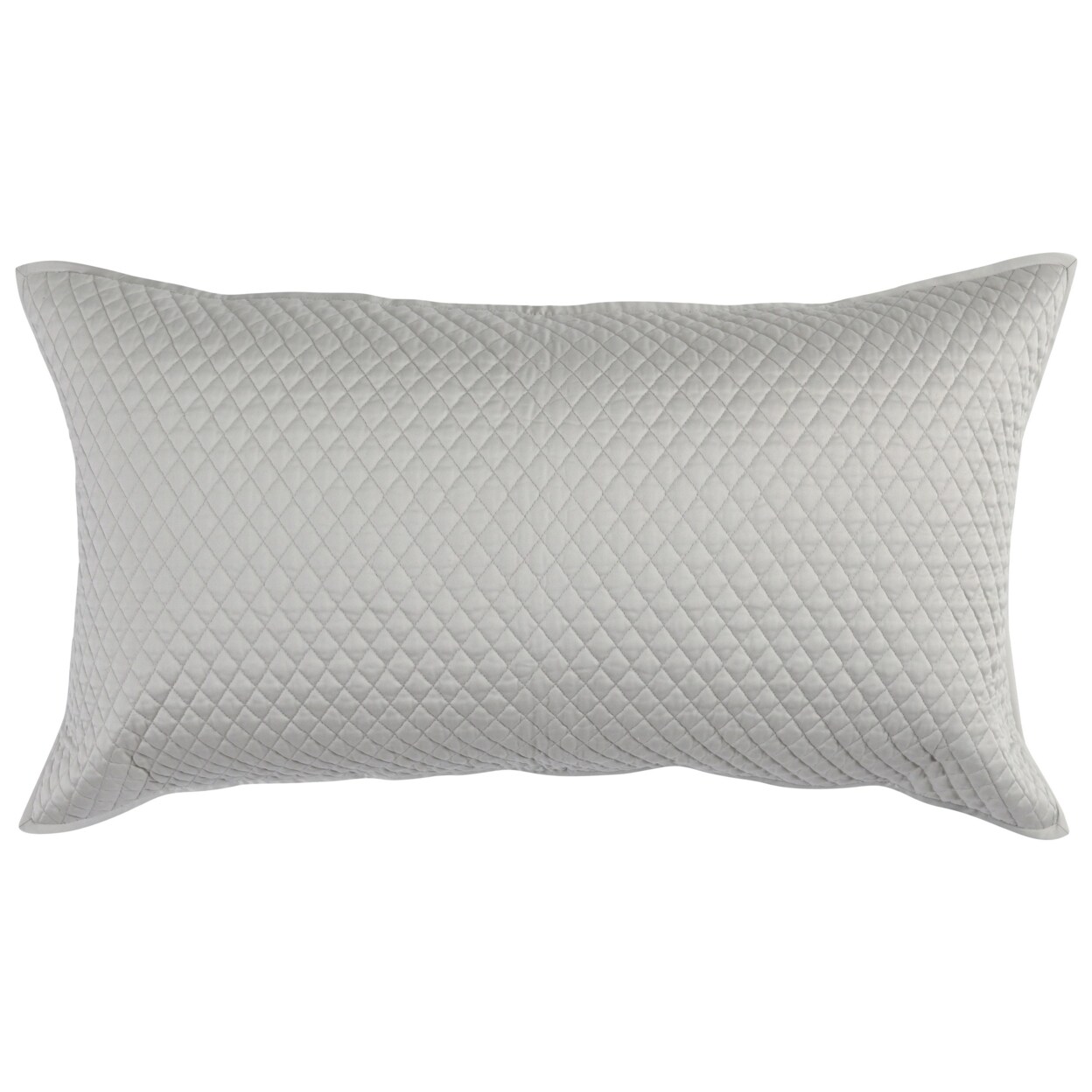 Saltoro Sherpi Kahn Hand Quilted Lumbar King Size Pillow Sham, Self Binding, Matte Silver-