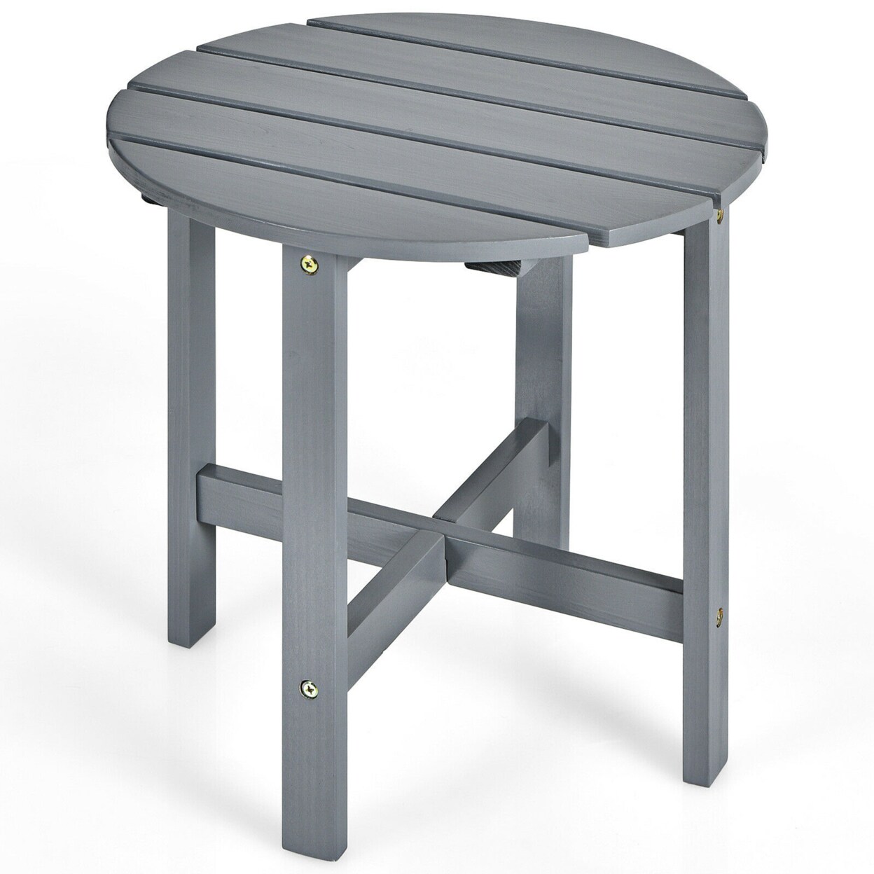 18 Patio Round Side End Coffee Table Wooden Slat Garden Deck