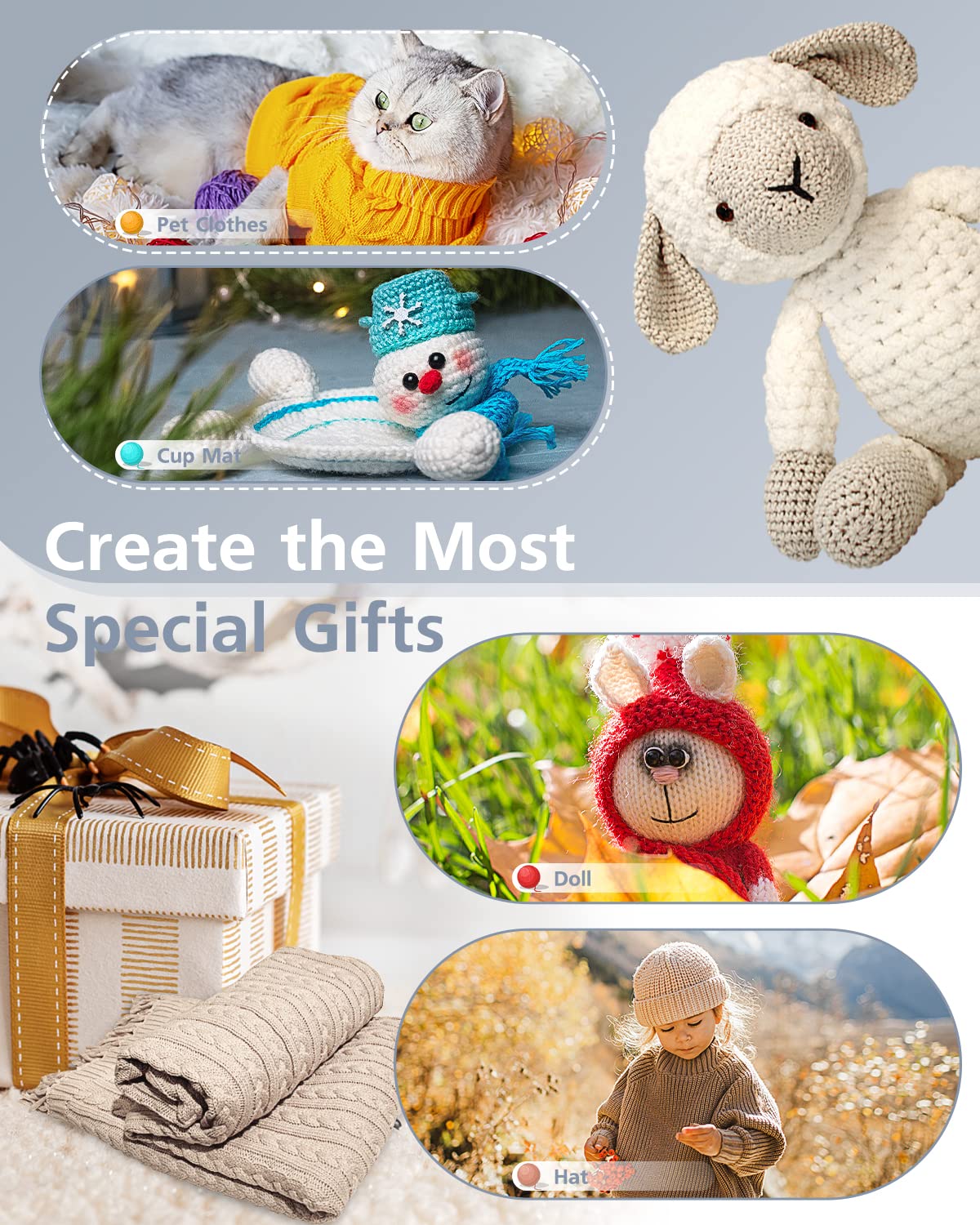 14 Pieces Yarn for Crocheting & Knitting, 25gx Crochet Yarn 1071yd Acrylic Yarn for Crochet Animal Kit, Multicolor Yarn Kit 4ply Soft Yarn Set for Beginners/Professionals