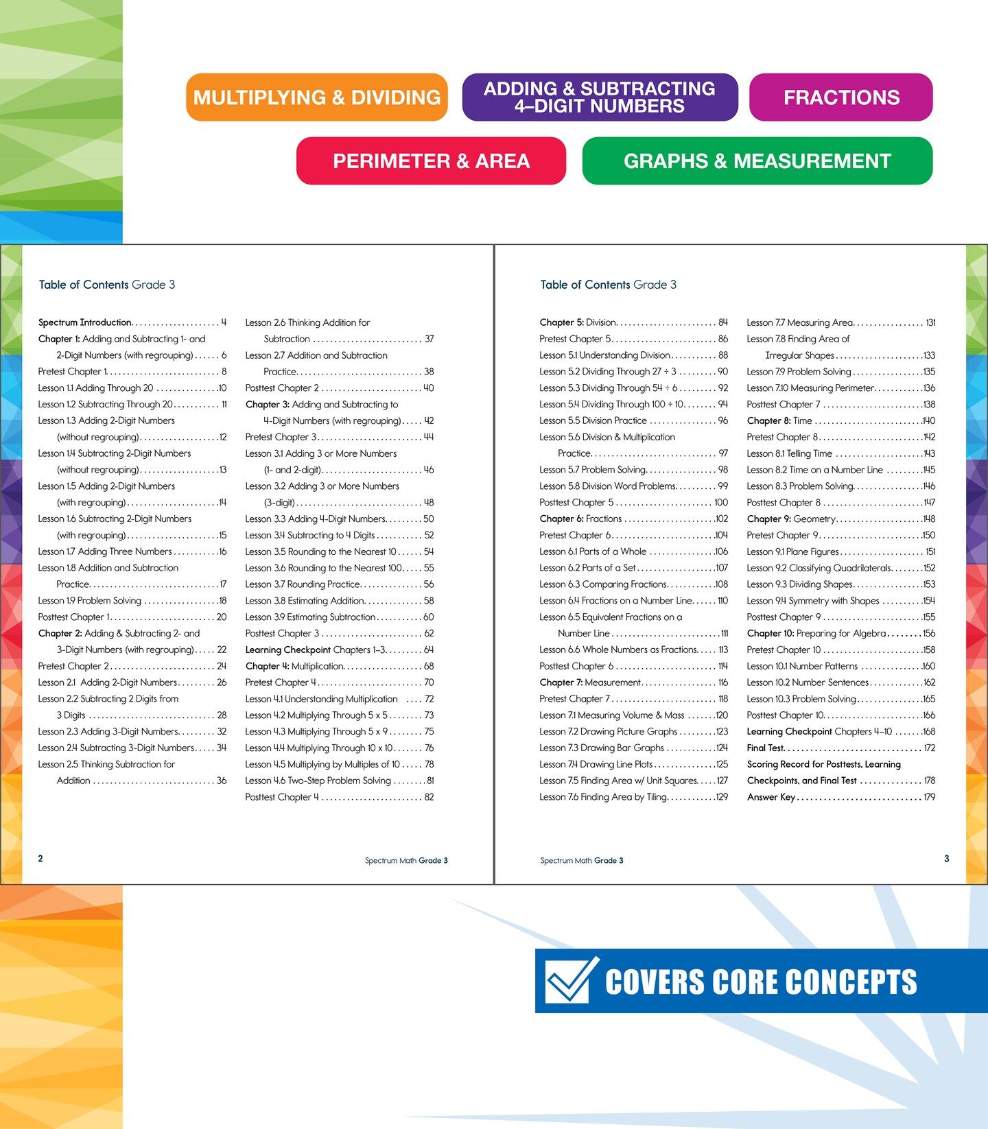 Spectrum 3rd Grade Math Workbook, Mathematics Activity Book for Kids Ages 8-9, Multiplication, Division, Fractions, Addition and Subtraction with 4 Digit Numbers, Classroom or Homeschool Curriculum