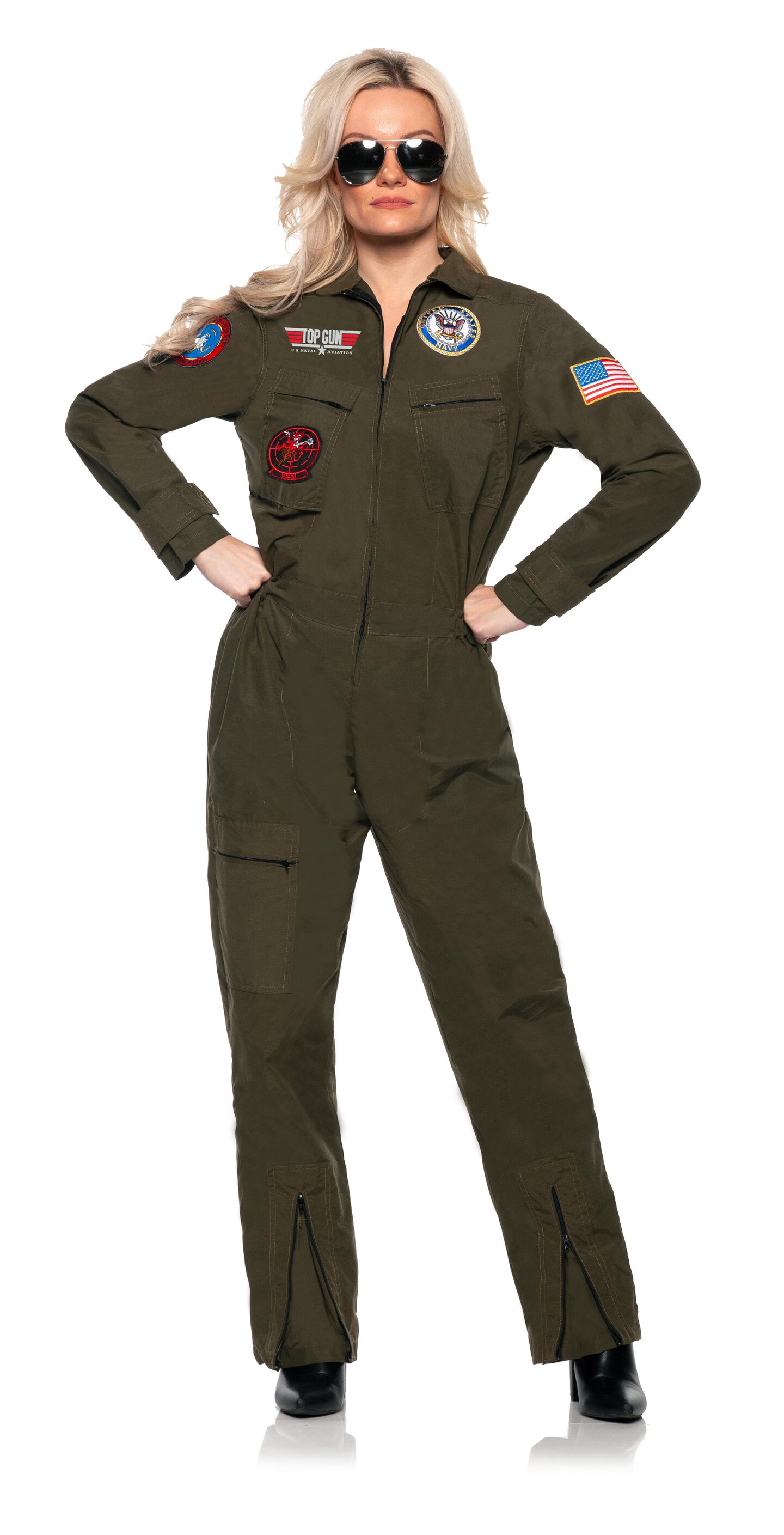 Navy Top Gun Women&#x27;s Pilot Jumpsuit Adult Costume