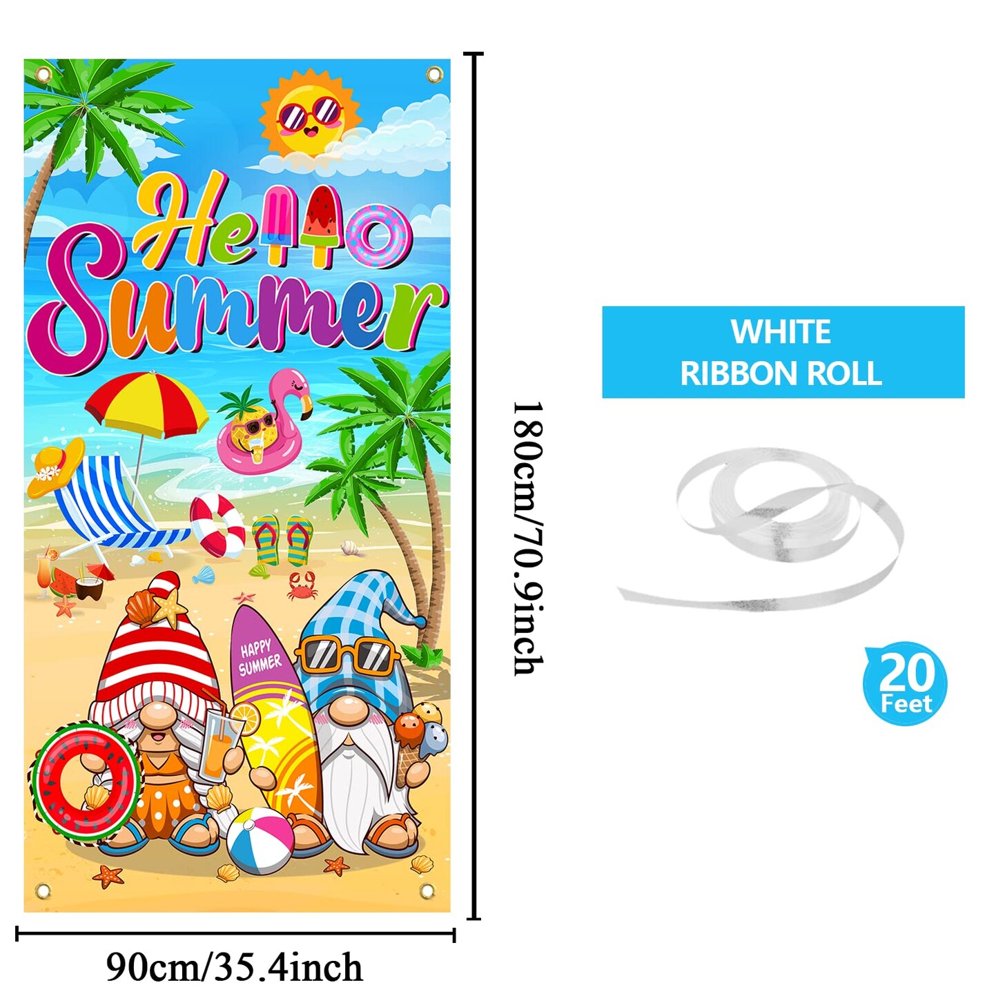 Summer Party Decorations Door Cover, 6x2.9 FT Hello Summer Banner for Door, Summer Decorations Door Banner, Summer Decorations for Home Hello Summer Door Cover tineit