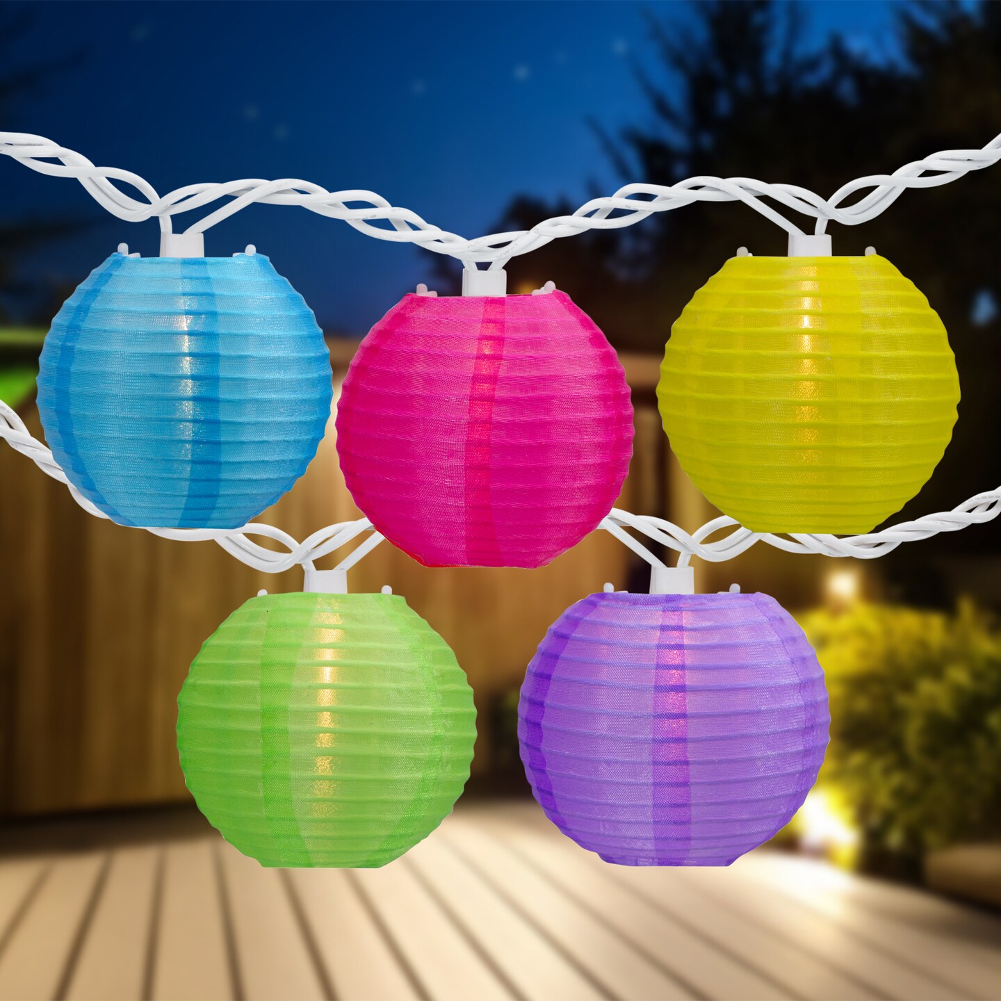 Northlight Paper Lantern Summer Patio Light Set - Multi-Color - 8.5' White Wire - 10ct