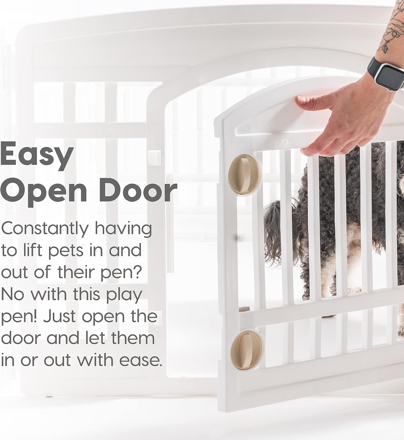 IRIS 4-10Panel 24/34&#x22;H Foldable Exercise Enclosure Plastic Pet Playpen with Door