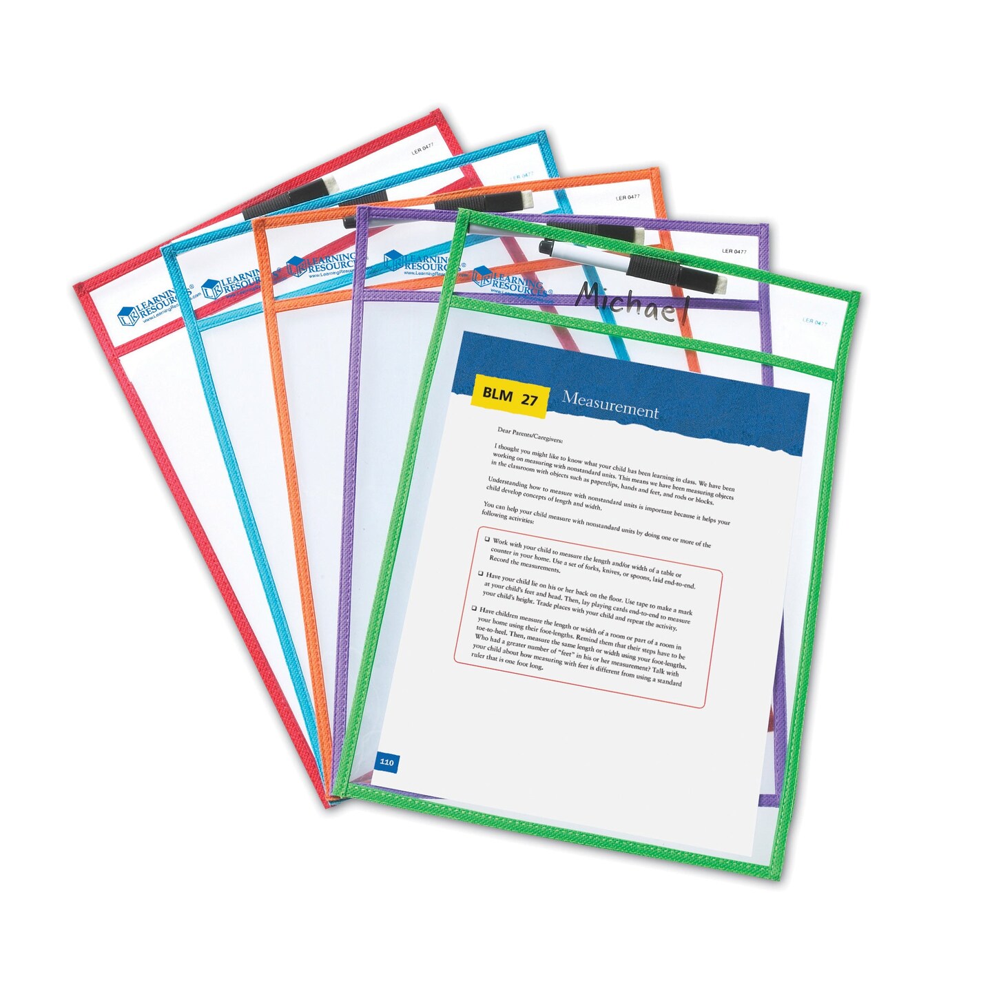 Write &#x26; Wipe Pockets with Markers, 5 Per Pack, 2 Packs