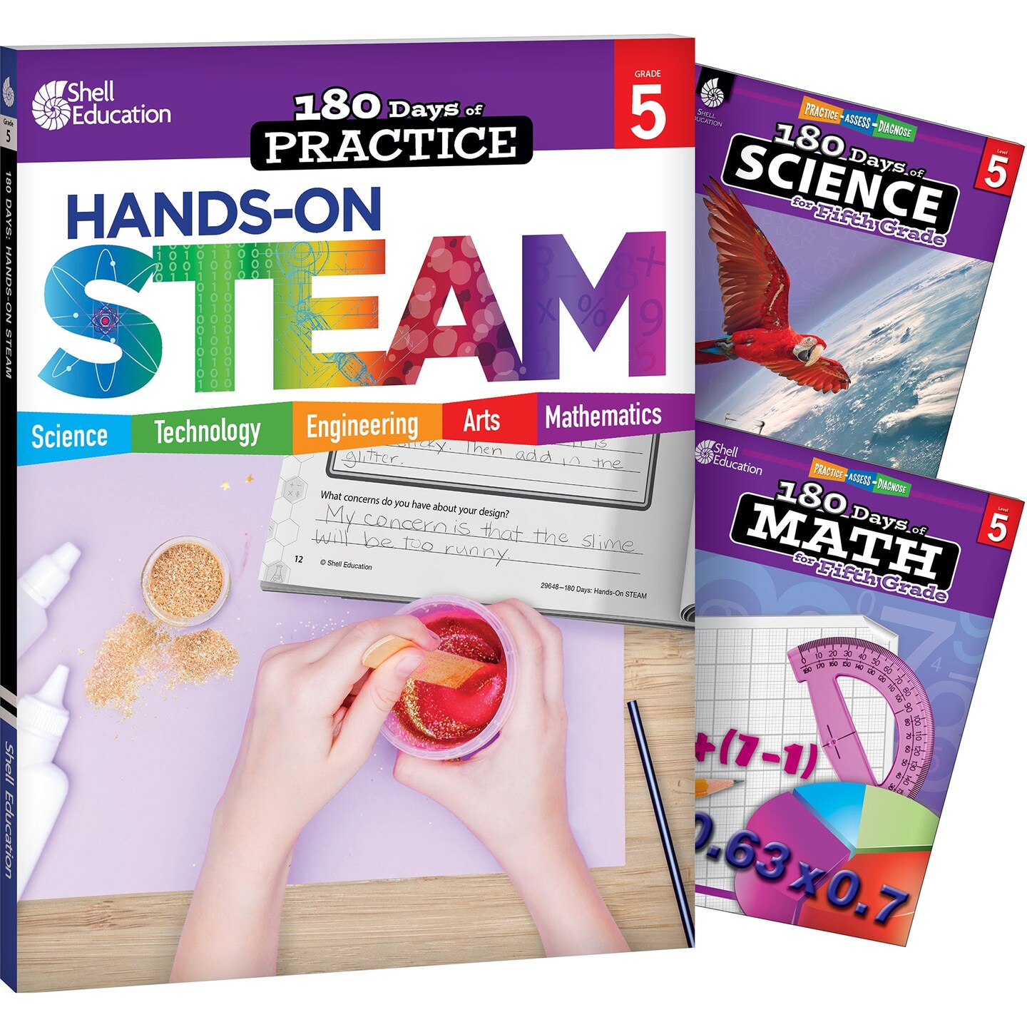 180 Days STEAM, Science, &#x26; Math Grade 5: 3-Book Set