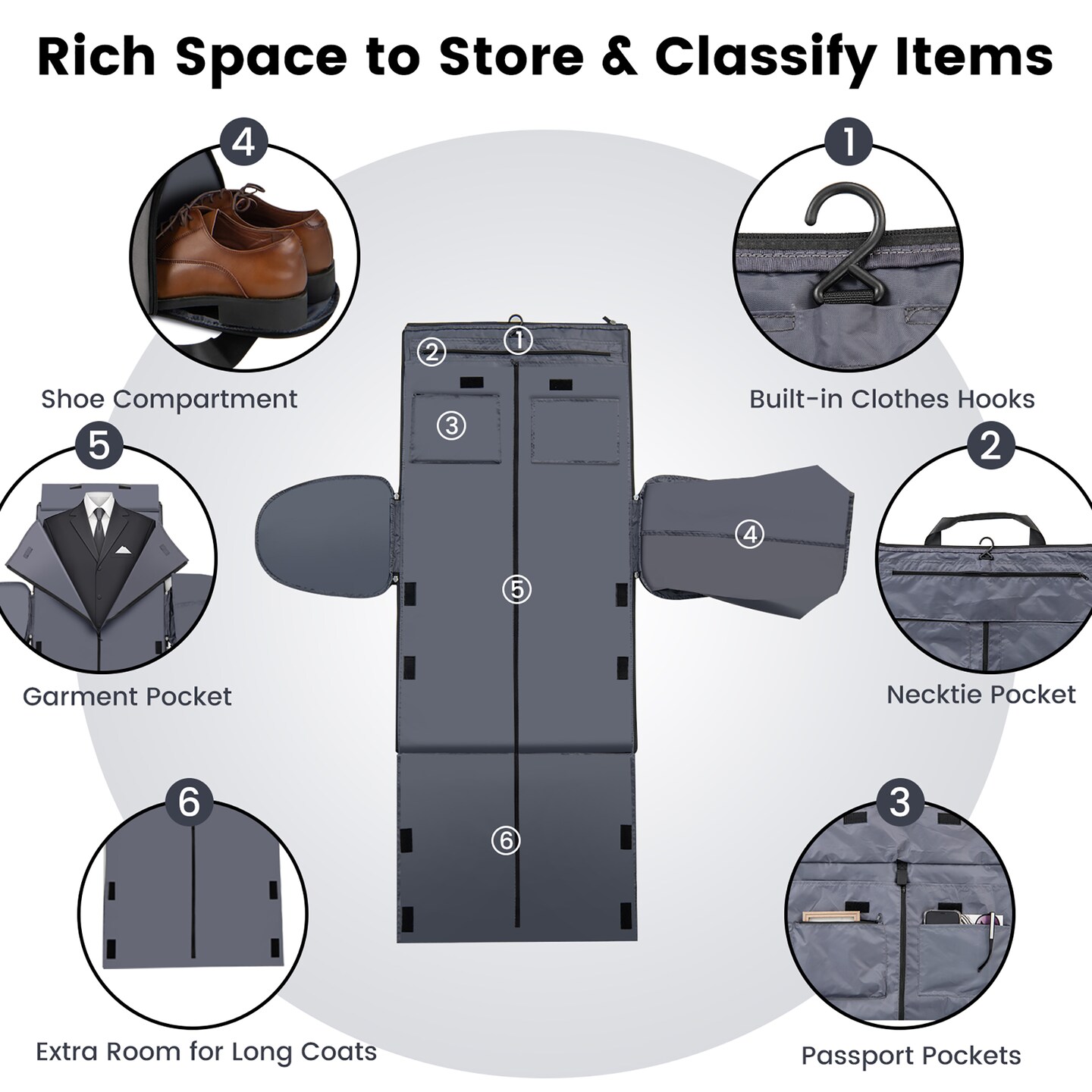 Costway 2 in 1 Duffel Storage Bag Hanging Suit Travel Bag w/ Shoe Compartment &#x26; Strap