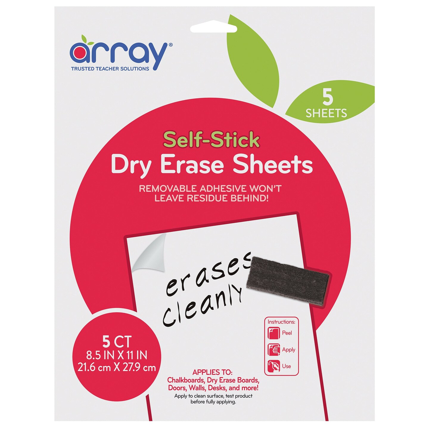 Dry Erase Sheets, 8.5&#x22; x 11&#x22; Plain, Pack of 5