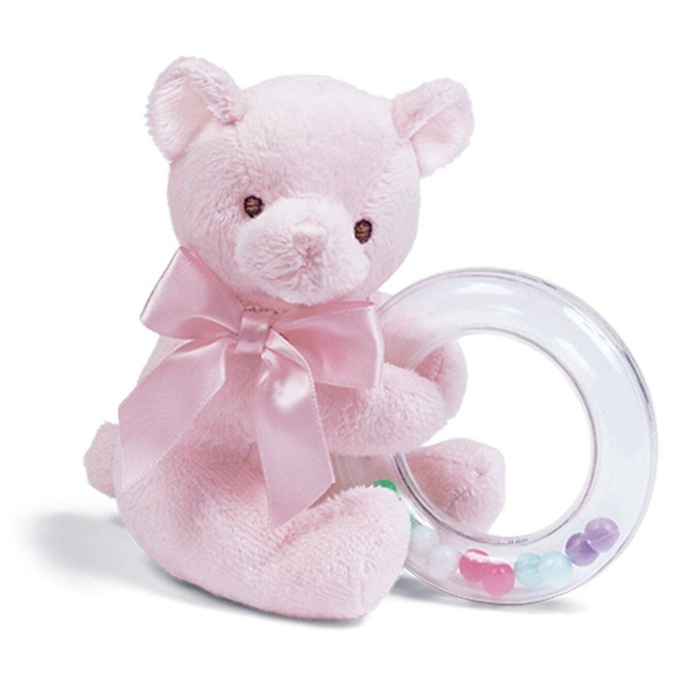 Bearington Baby Dottie Pink Teddy Bear, Baby Rattle, 5&#x22;