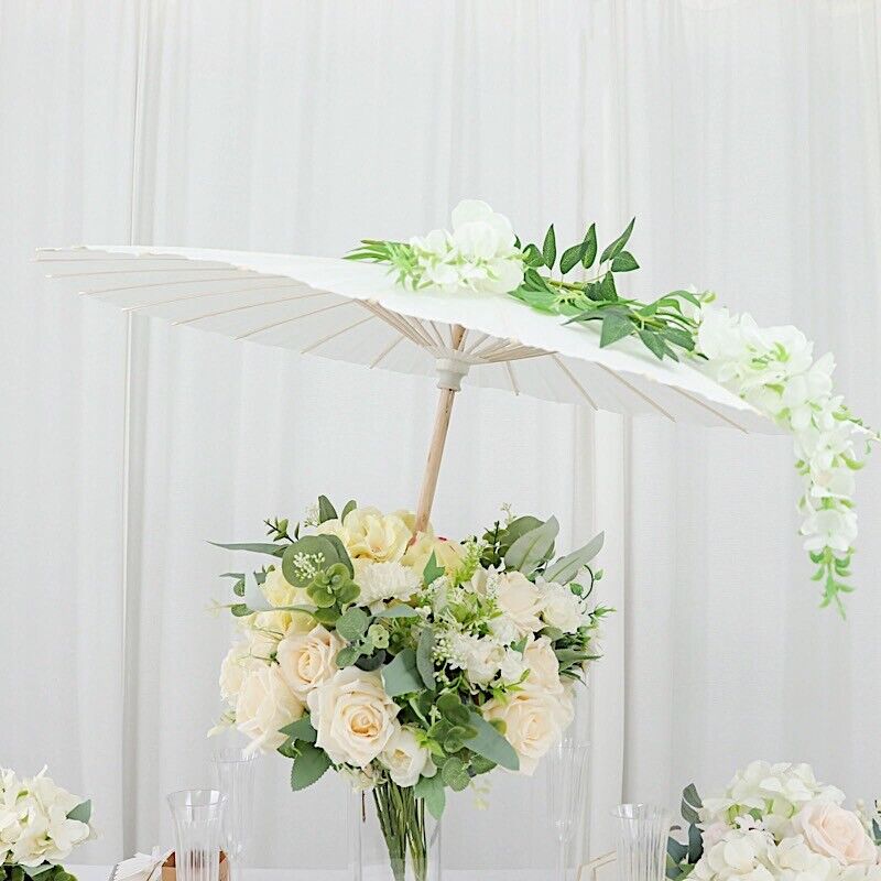 2 White 32 in Paper Parasol Decorative Umbrellas Party