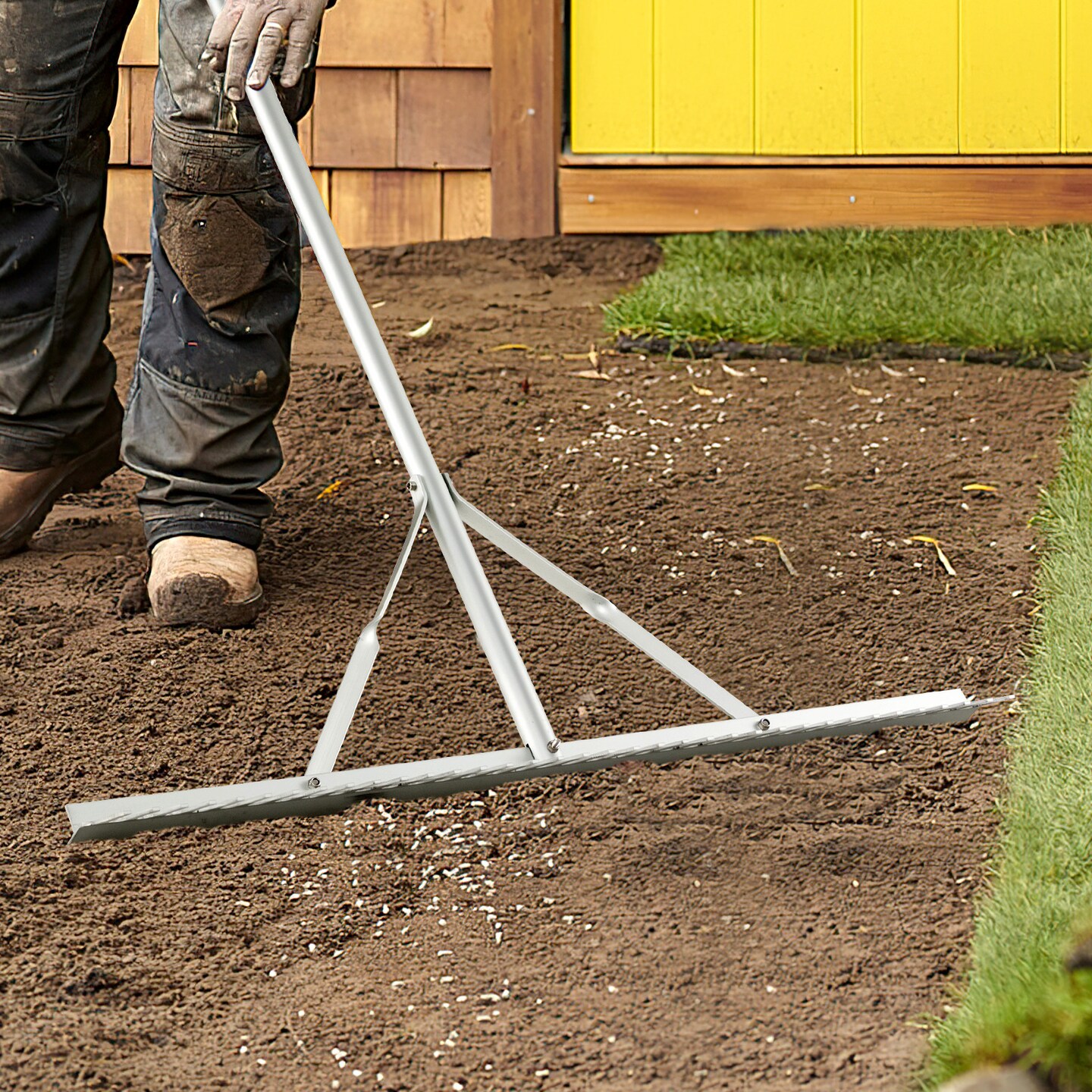 Aluminum Rake With 36&#x22; Wide Rake Head And 68&#x22; Long Handle