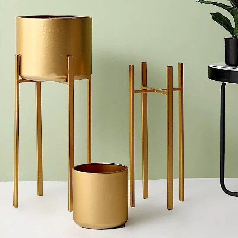 GOLD 2 Metal Planter Stand Decorative Indoor FLOWER POTS
