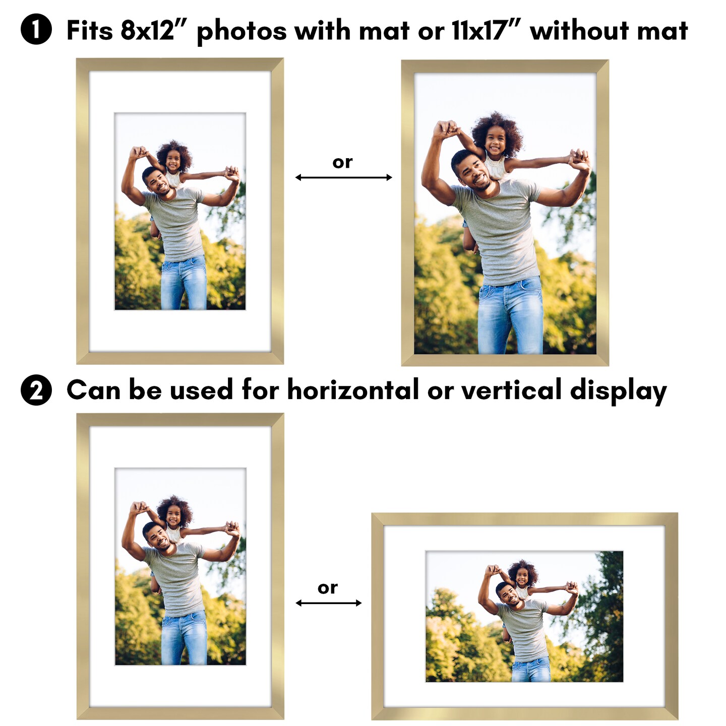 Americanflat 2 Pack of Picture Frames with Mat - Plexiglass Cover