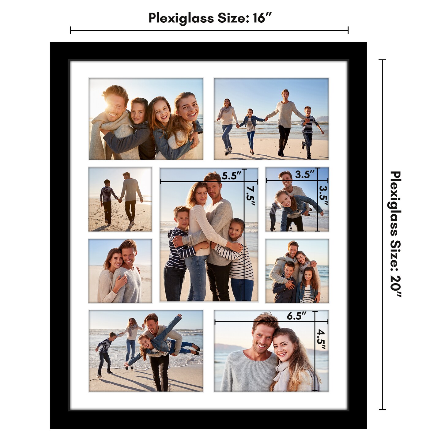 Americanflat 16x20 Collage Picture Frame - Fits One 6x8, Four 5x7, and Four 4x4 Photos or One 16x20 Photo