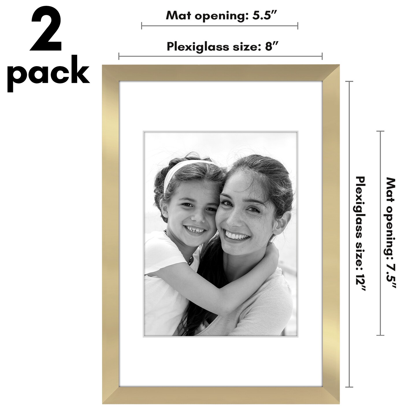Americanflat 2 Pack of Picture Frames with Mat - Plexiglass Cover