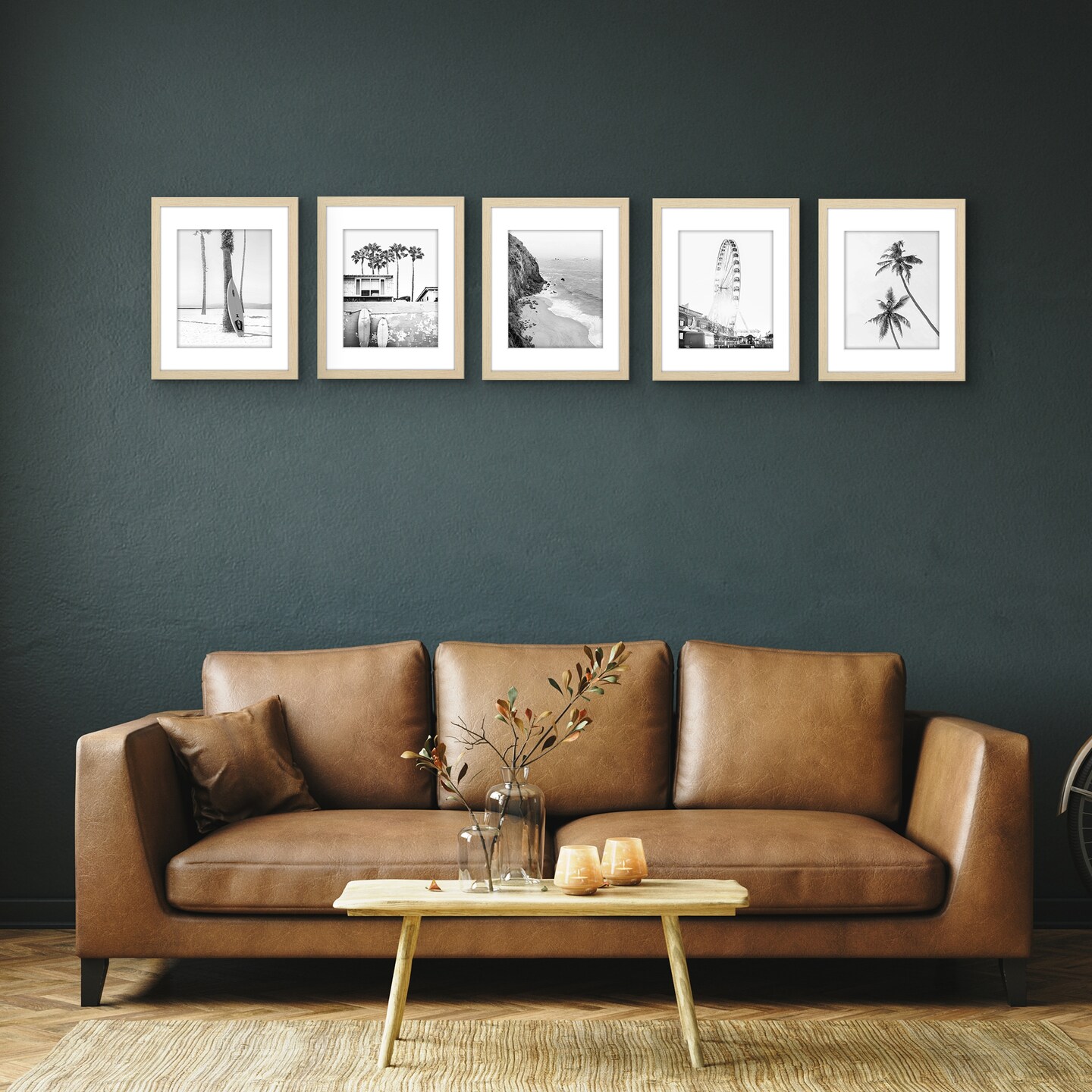 Americanflat Picture Frame Set with Mat - Set of 5 - Photo Frame Set of Five for Wall Display - Plexiglass Cover - Hanging Hardware