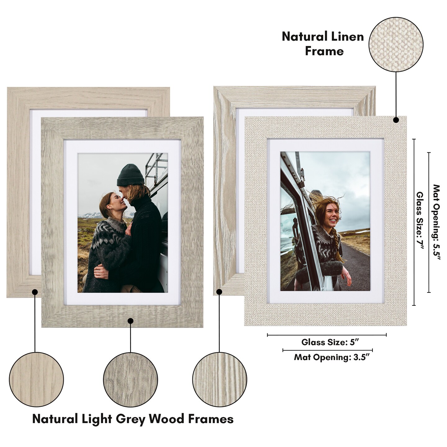 Americanflat Photo Frame Set with Mat - Set of 4 - Farmhouse Decor Picture Frames - Shatter Resistant Glass - Hanging Hardware - Includes Easel