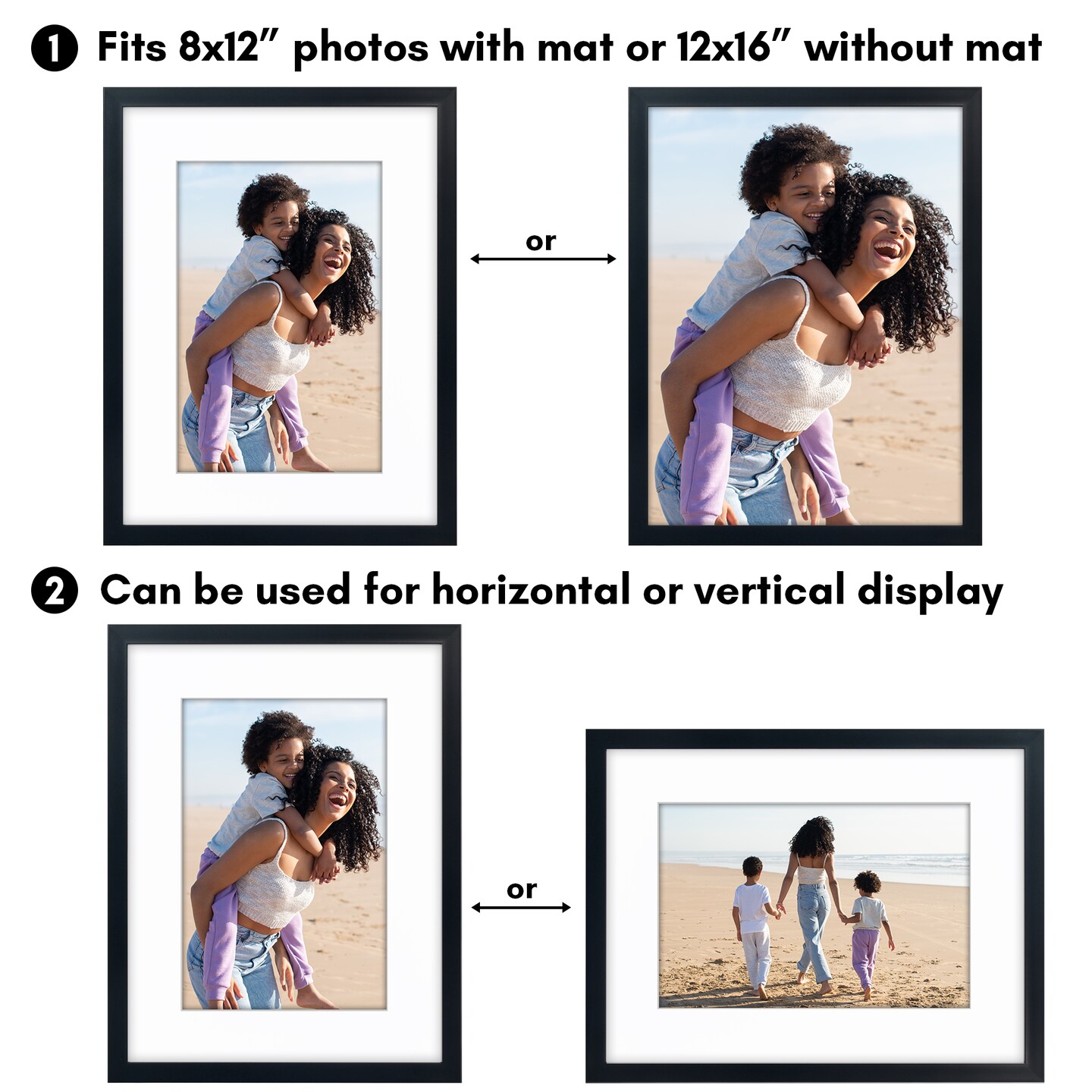Americanflat Gallery-Style Picture Frame with Mat - Showcase Artwork, Prints, and Photos - Shatter Resistant Glass - Hanging Hardware with Drywall Anchor