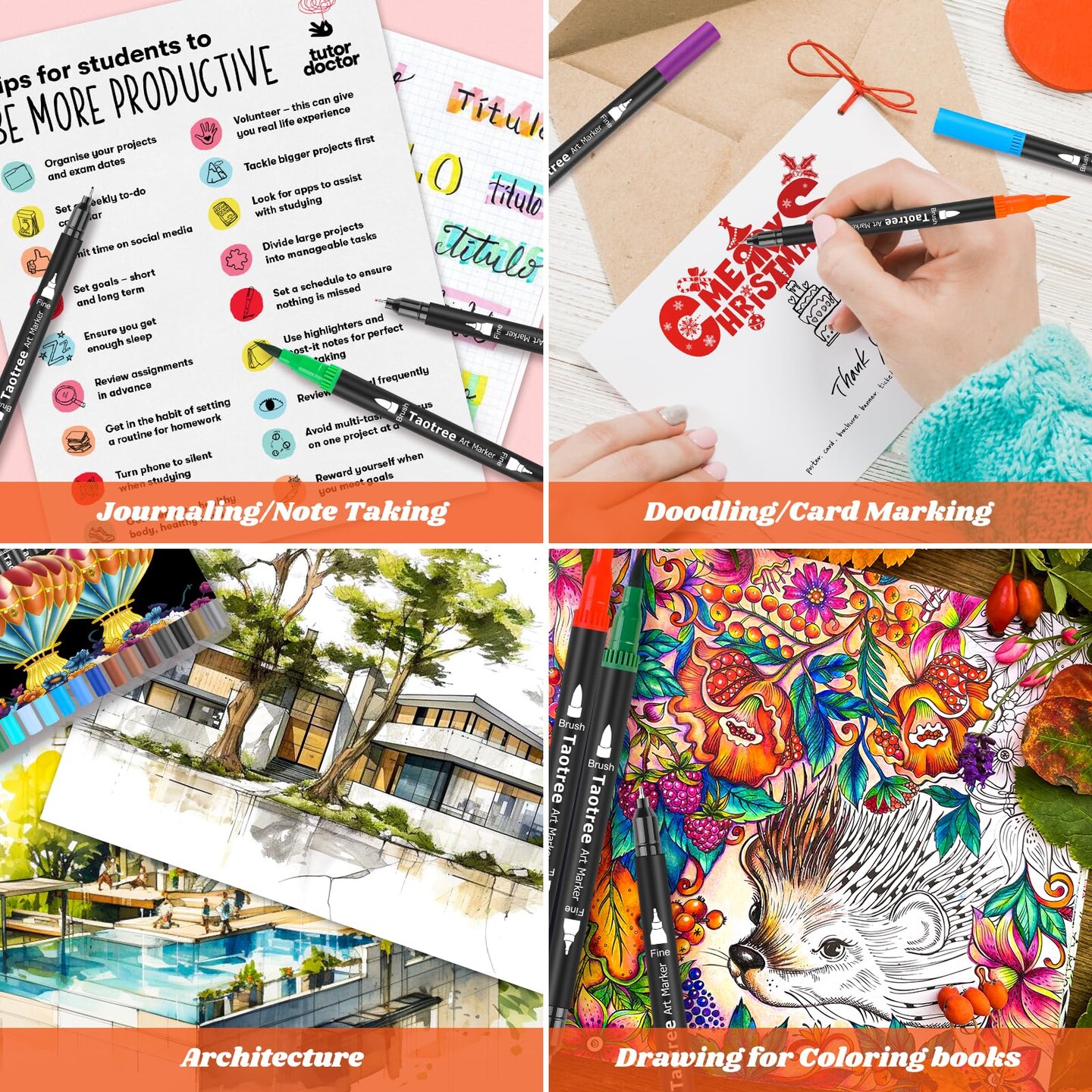 ARTOYS Dual Felt Tip Pens,24 Colors Colouring Pens For Adults