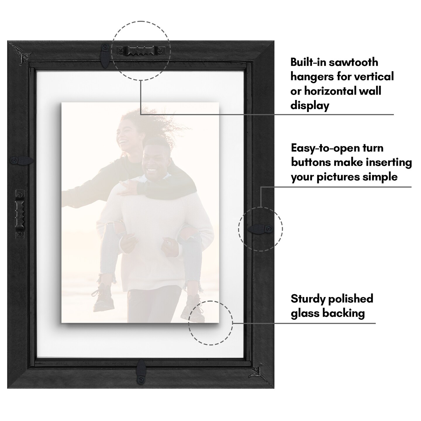 Americanflat Floating Picture Frame for Wall Art - Photo Frame with Floating Effect for Photos, Wall Art, and Pressed Flowers - Polished Glass Cover - Hanging Hardware
