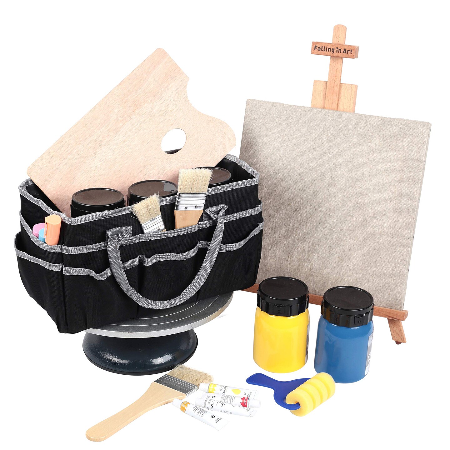 Craft and Art Organizer Tote Bag - 600D Silver Nylon Fabric Art Caddy with Pockets - for Art, Craft, Sewing, Medical, and Office Supplies Storage