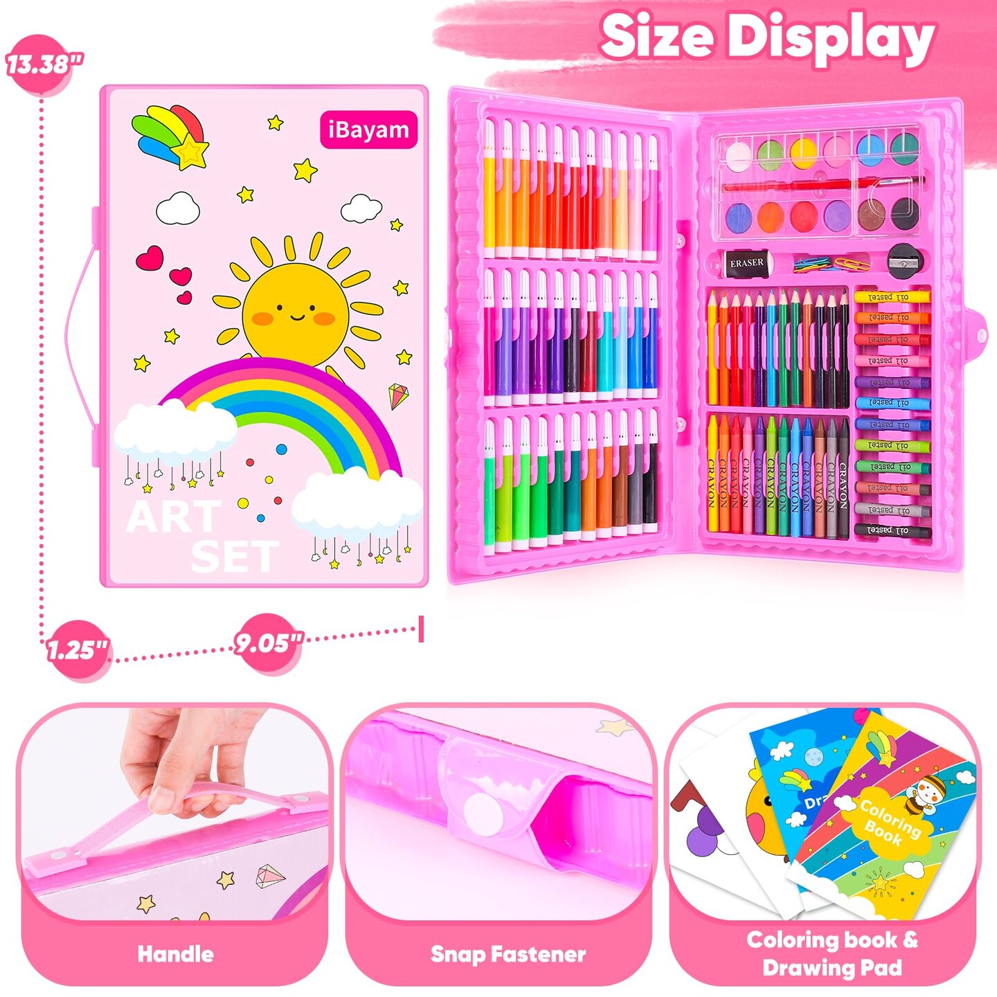 149 Pieces Drawing Kit Painting Art Set Art Kits Gifts Box, Arts and Crafts for Kids Girls Boys, with Coloring Book, Crayons, Pastels, Pencils, Watercolor Pens (Pink)