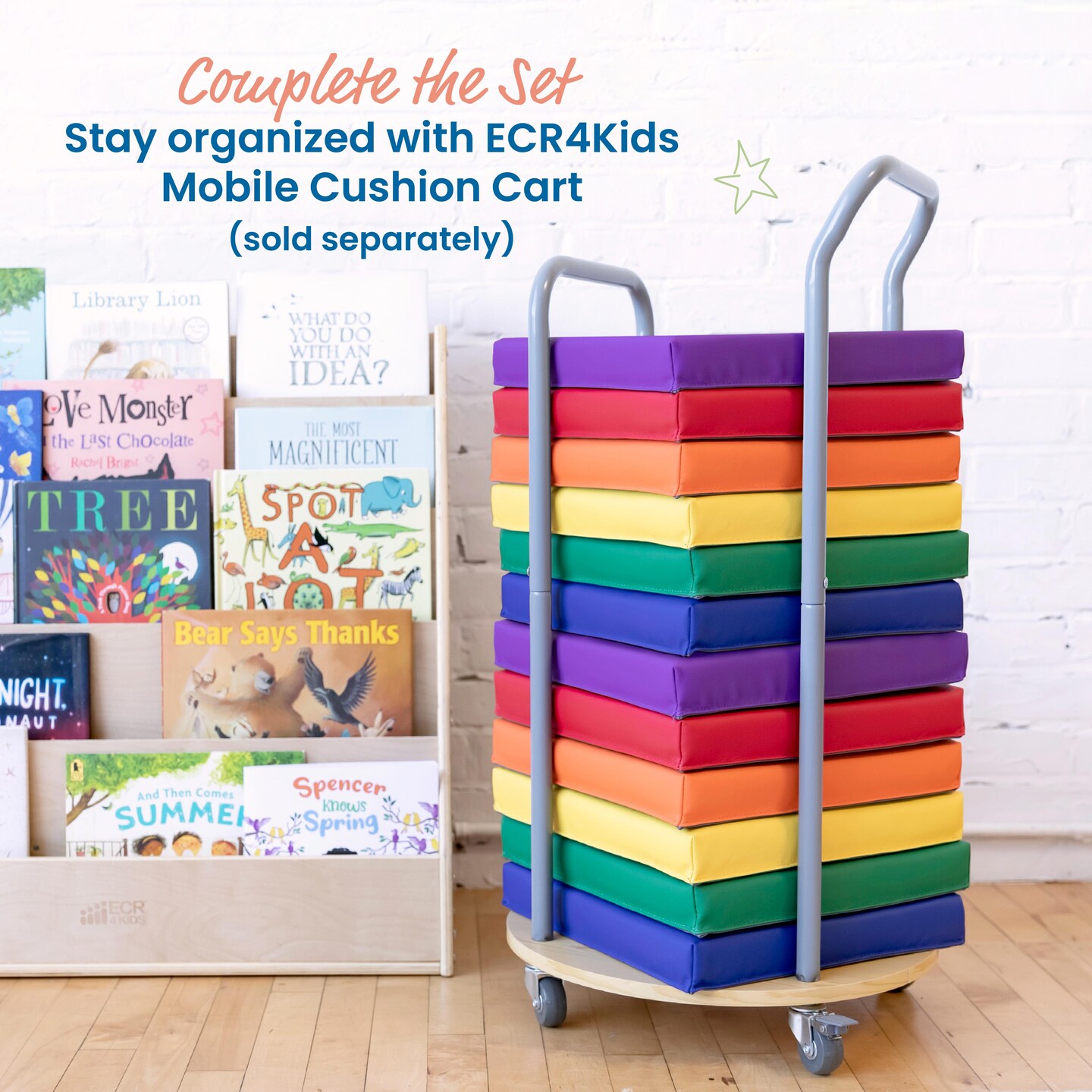 Square Floor Cushions with Handles, Classroom Flexible Seating, 6-Piece