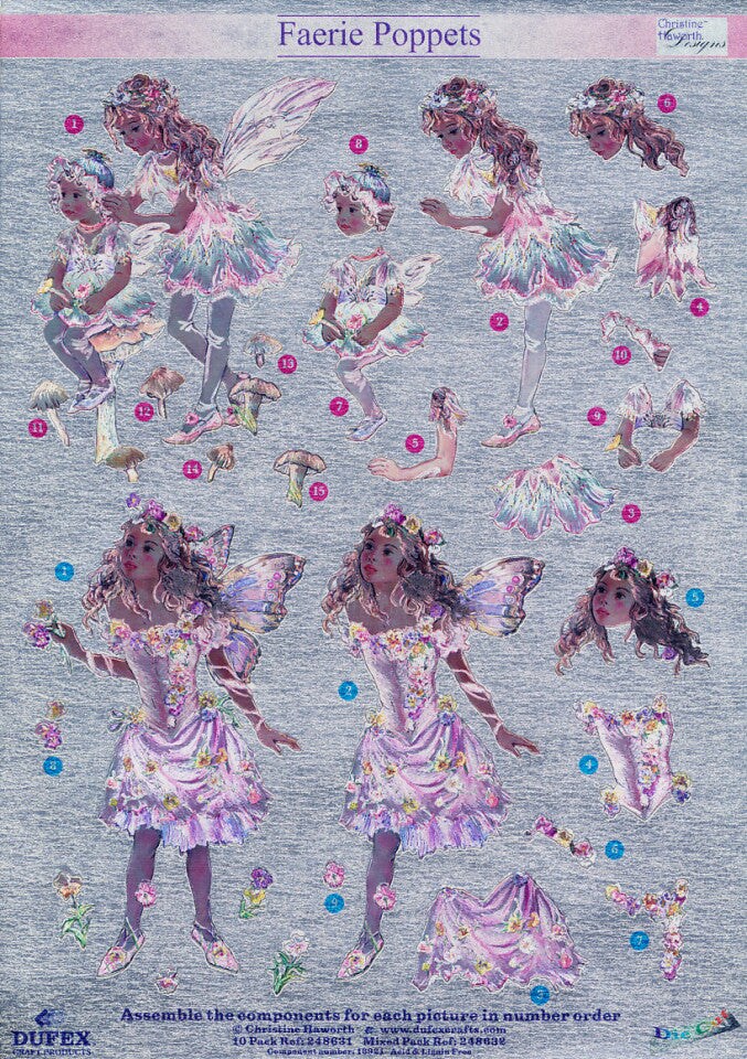 Dufex Faerie Poppets Metallic Die Cut-Little Girl on Mushroom