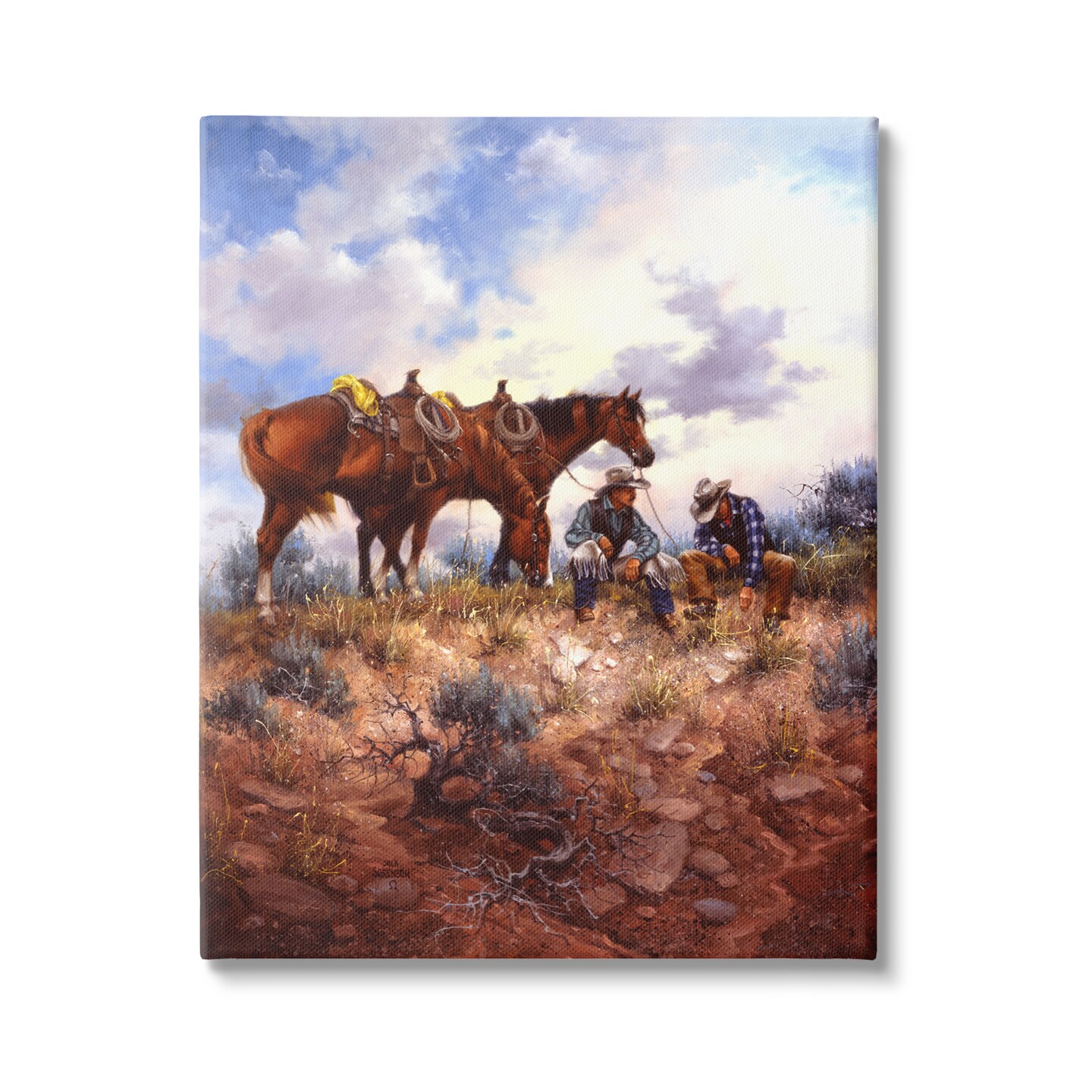 Stupell Industries Cowboys &#x26; Horses Landscape Canvas Wall Art