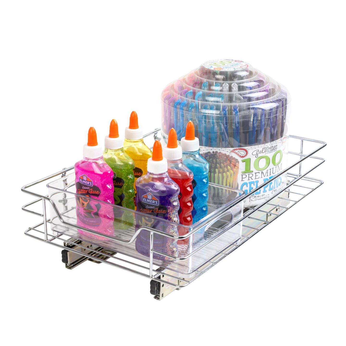 Smart Design Pull Out Cabinet Shelf - Small - 12 x 18 in. - Chrome