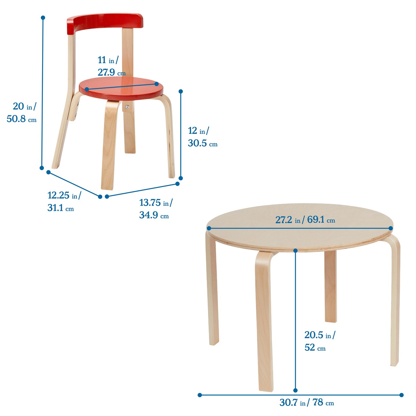 Bentwood Table and Curved Back Chair Set, 5-Piece