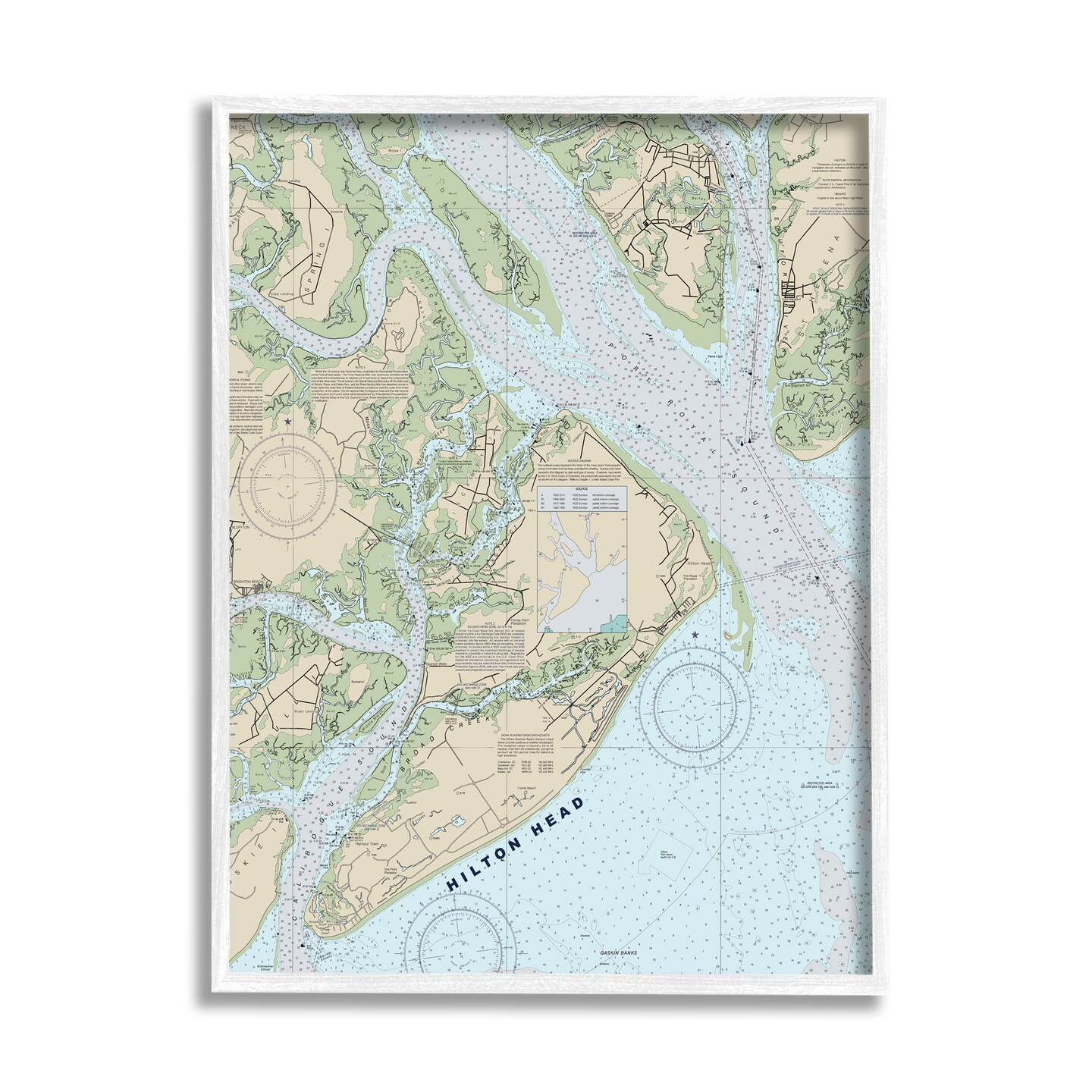 Stupell Industries Hilton Head Nautical Map Framed Giclee Art