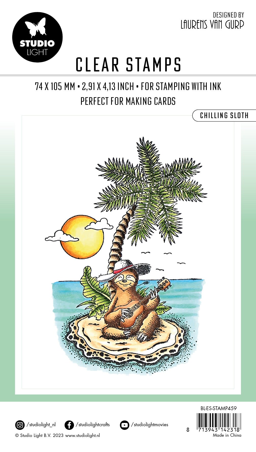 Studio Light BL Clear Stamp Chilling Sloth By Laurens 91x63x3mm 1 PC nr.459