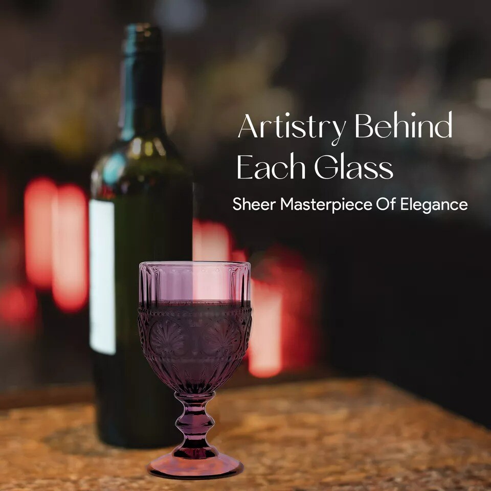 American Atelier Vintage Wine Glasses, Set of 4, 12-Ounce Capacity - Purple