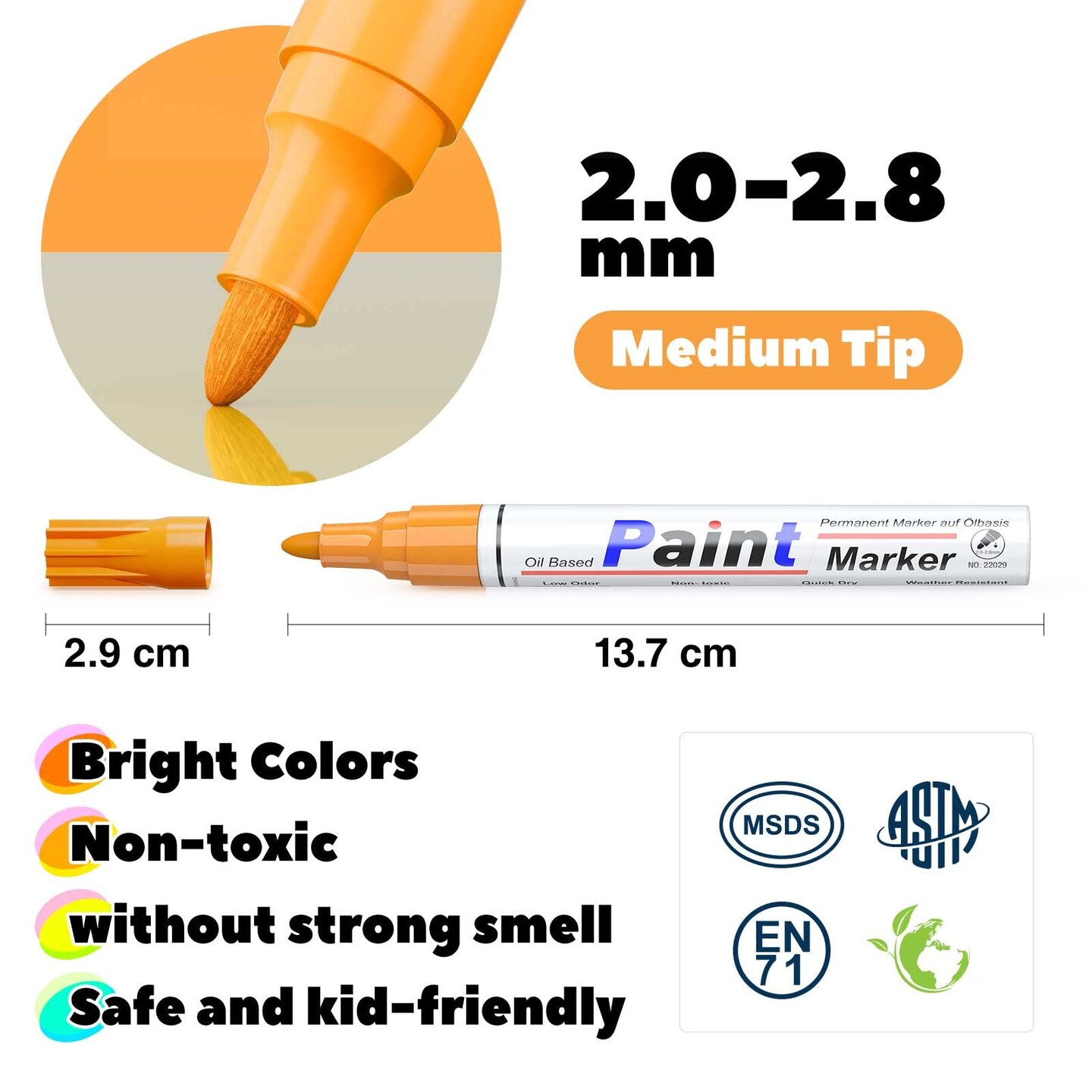 8 Colors Permanent Paint Markers Paint Pens for Plastic Metal,Oil Based Paint Marker Pens Set, Quick Dry & Waterproof, Oil Paint Pen Paint Markers for Glass, Wood, Rock Painting, Tire, DIY Craft,