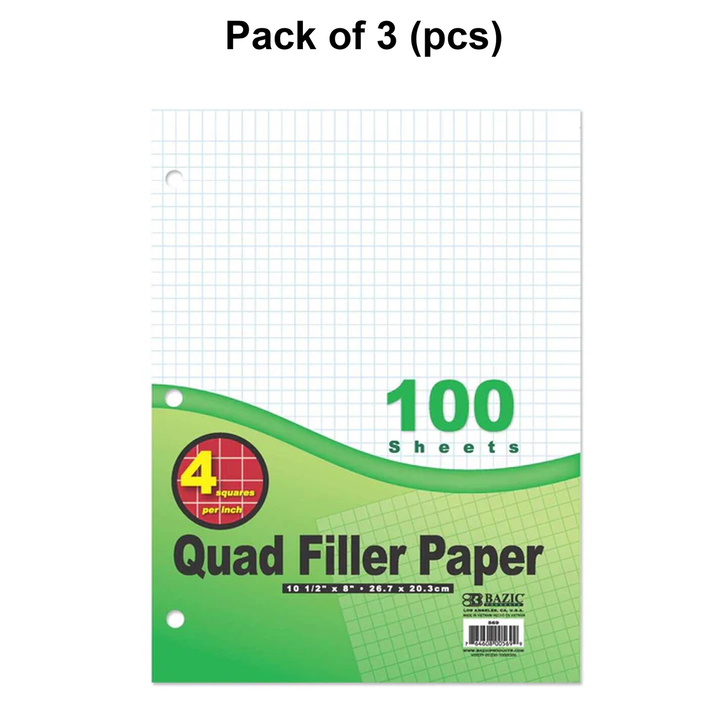 Filler Paper 4-1&#x22; Quad-Ruled 100 Ct | MINA&#xAE;