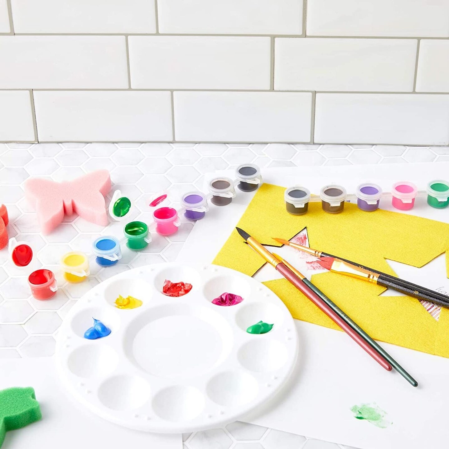 Bright Creations Acrylic Paint Pots for Kids, Classroom, Art and Crafts, 8 Colors (96 Pack)