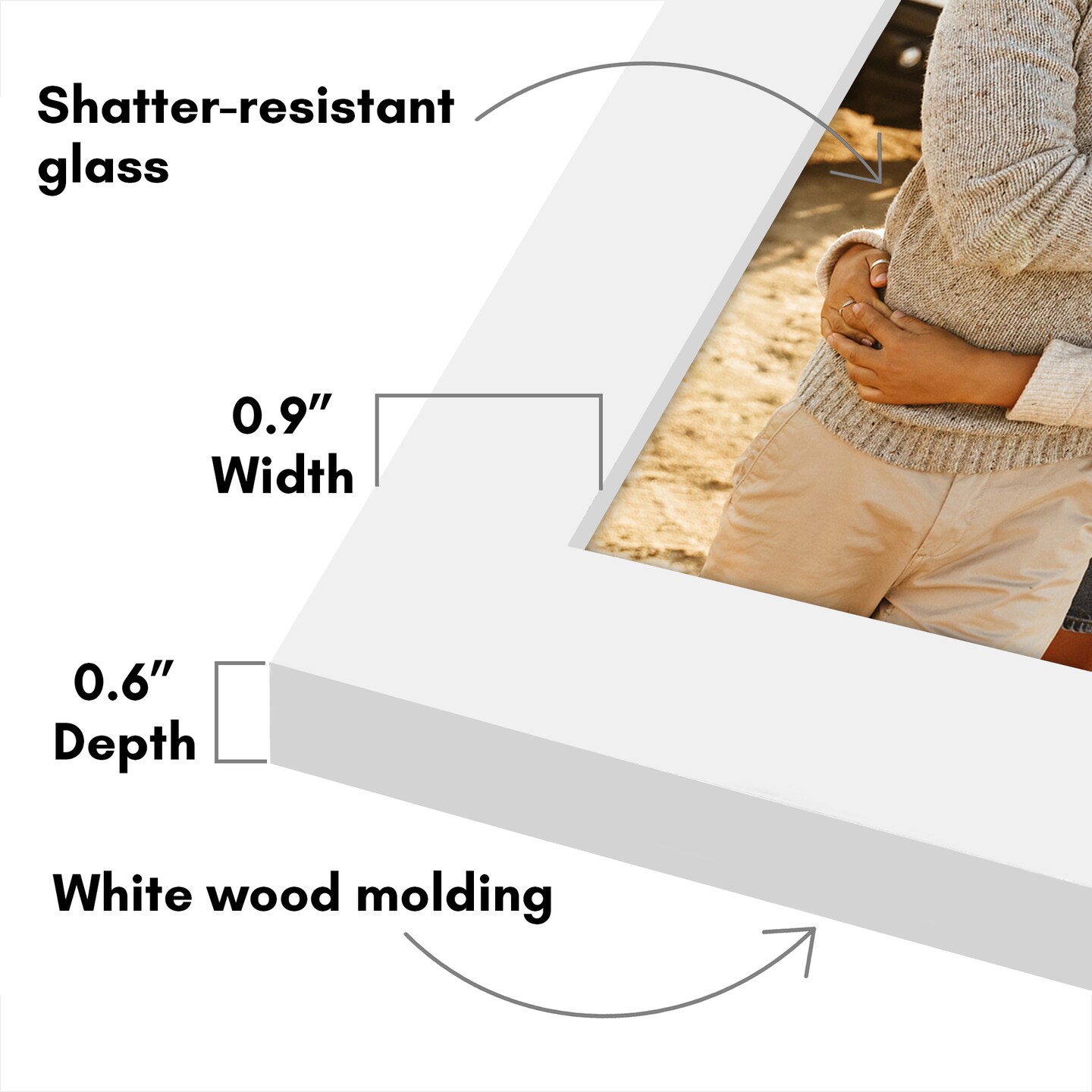 Americanflat Tri-Folding Picture Frame - Displays Two Photos at Once - Double Hinged Picture Frame - Shatter Resistant Glass - Tabletop Display Picture Frame - Black
