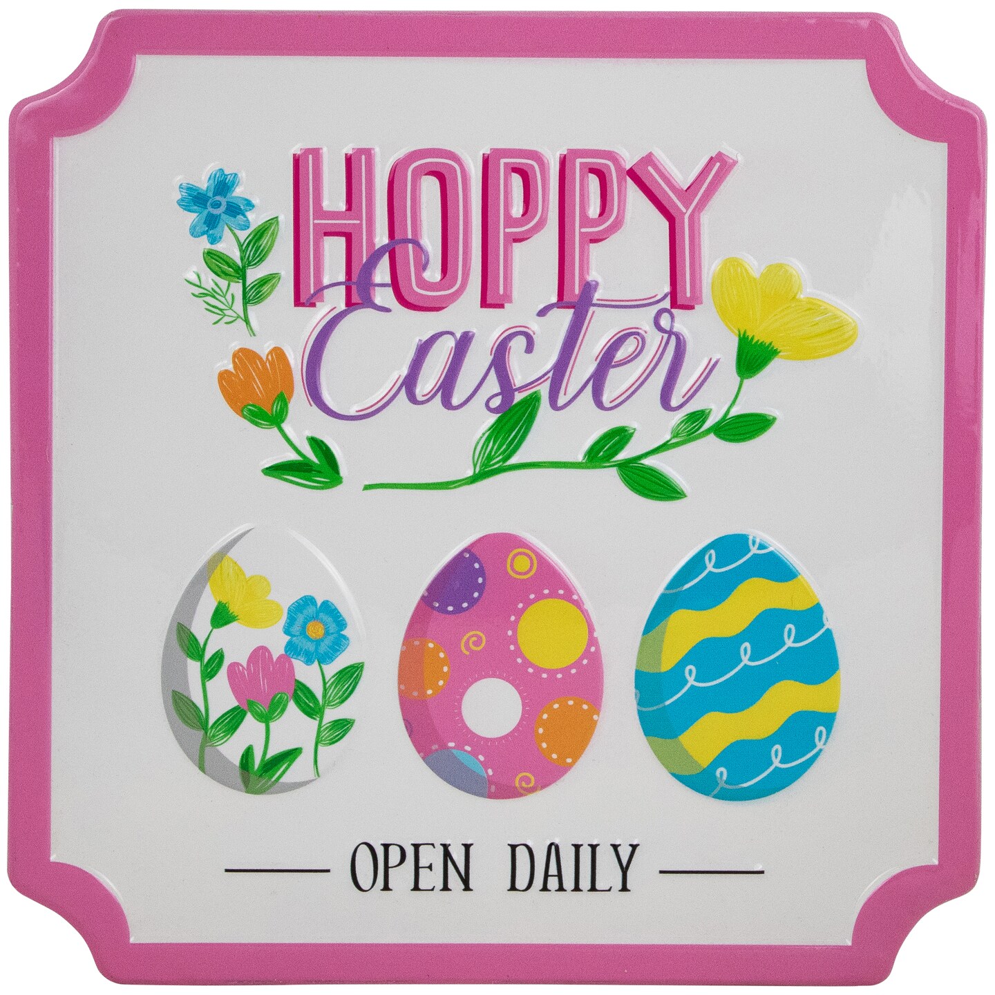 Northlight Hoppy Easter Open Daily Metal Wall Sign - 9.75&#x22;