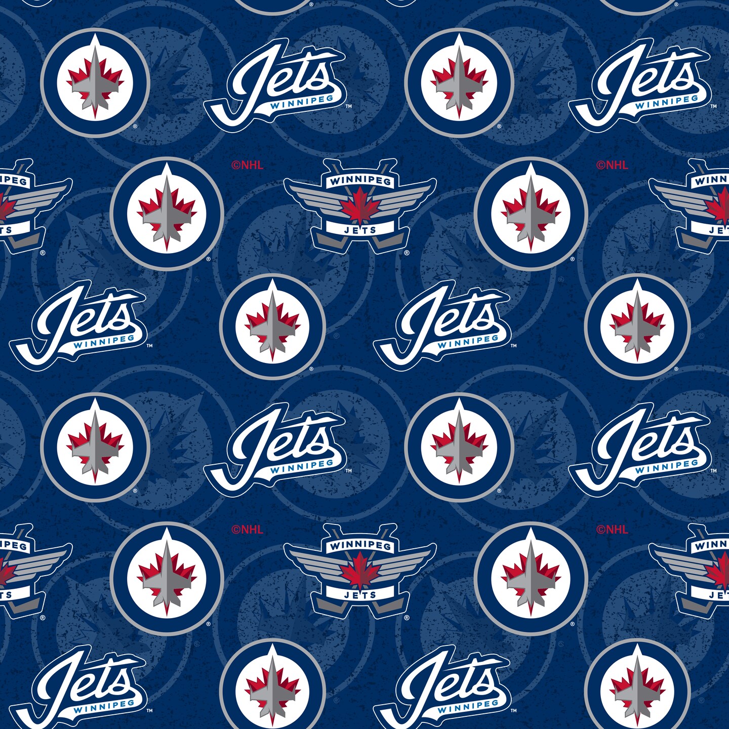 Sykel Enterprises NHL Team Cotton Fabric-Winnipeg Jets Tone on Tone Cotton Quilting Fabric