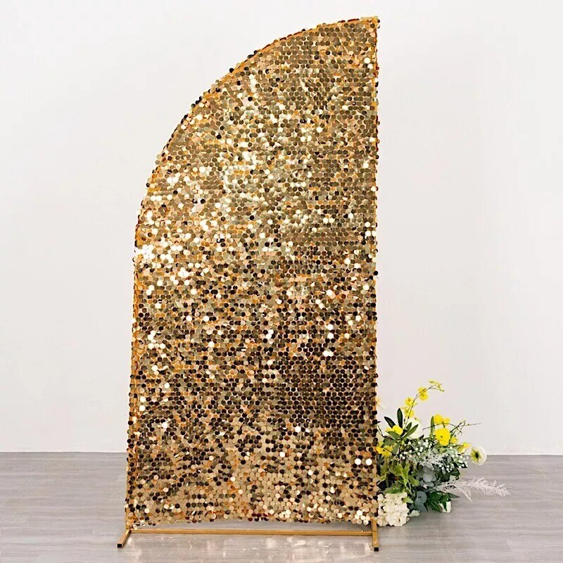 6 ft GOLD Double Sided Big Payette Sequin Half Moon Arch STAND