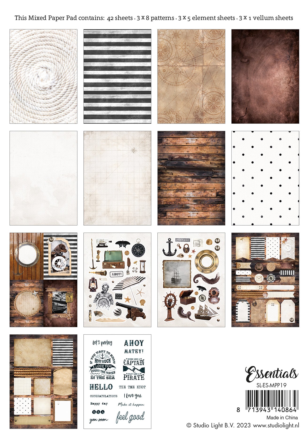 Studio Light SL Mixed Paper Pad Vintage Treasures Sea Essentials 148x210x9mm 42 SH nr.19